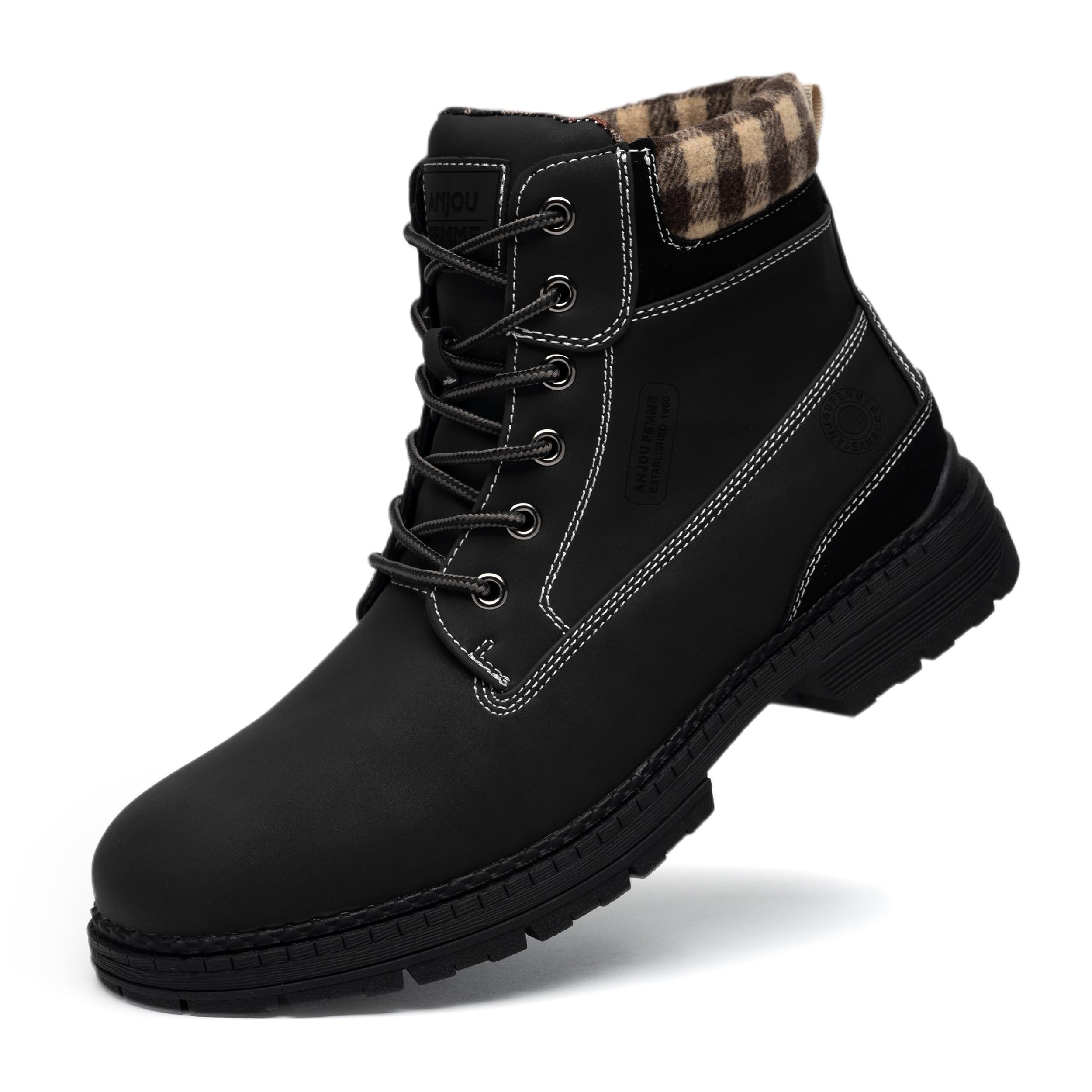 ANJOUFEMME Men's Waterproof Winter Hiking Boots - Insulated Trekking & Work Boots for Cold Weather - Perfect for Snowy Trails, Mountain Climbing and Outdoor Adventures