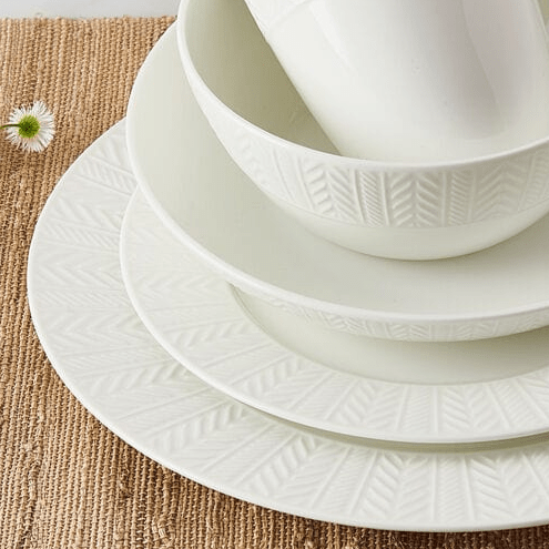 Bowen 40-Piece Dinnerware Set for 8 - Porcelain Tableware Service with Plates, Bowls & Mugs - Perfect for Family Dinners, Parties & Restaurant Use