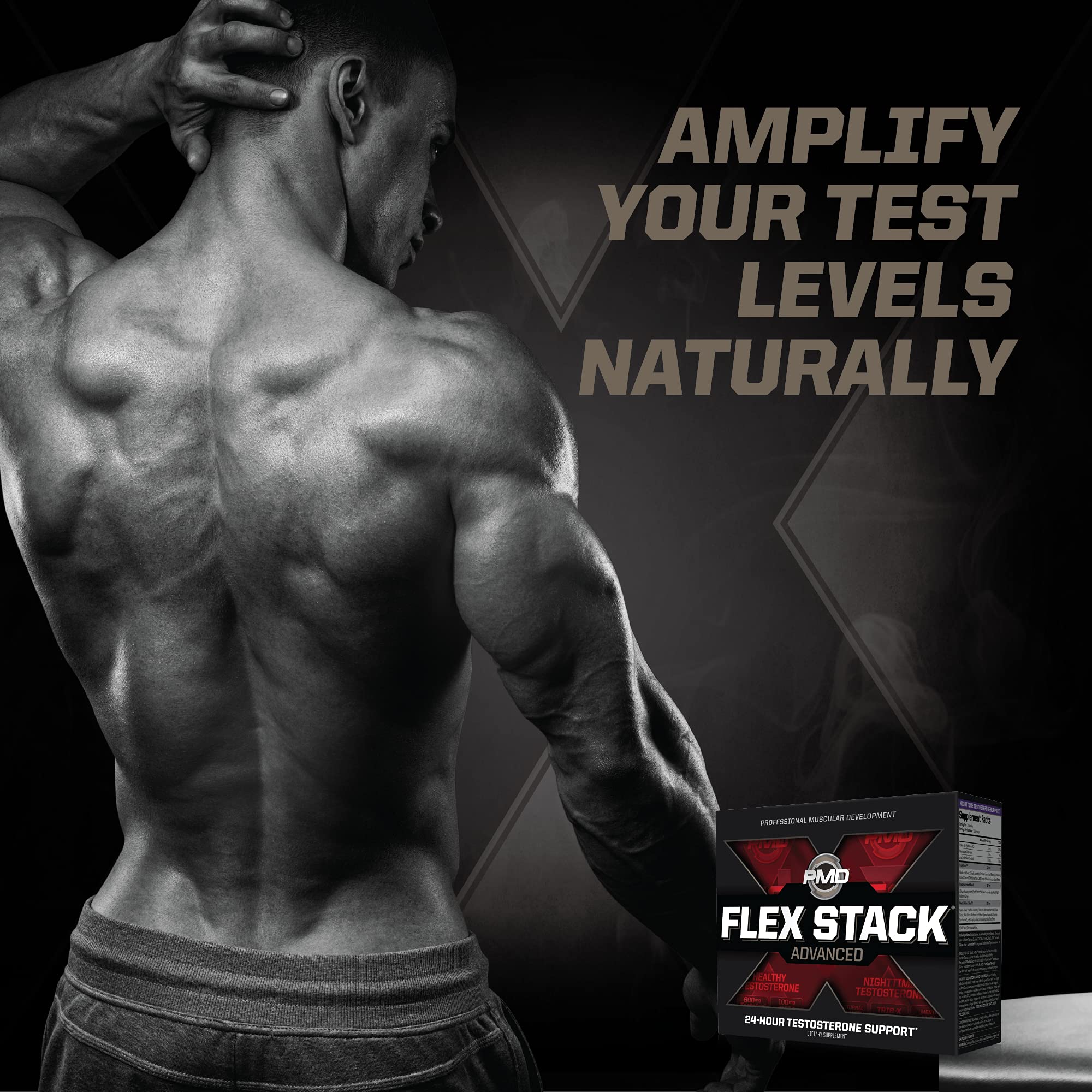 PMD Sports Flex Stack Advanced 24-Hour Testosterone Booster Supplement for Men - N-Test 600 Advanced 90 Liquid T-Gels & Z-Test 90 Capsules - Supports Lean Muscle Growth, Strength, Recovery, Libido & Sleep - Perfect for Gym, Bodybuilding & Athletic Performance