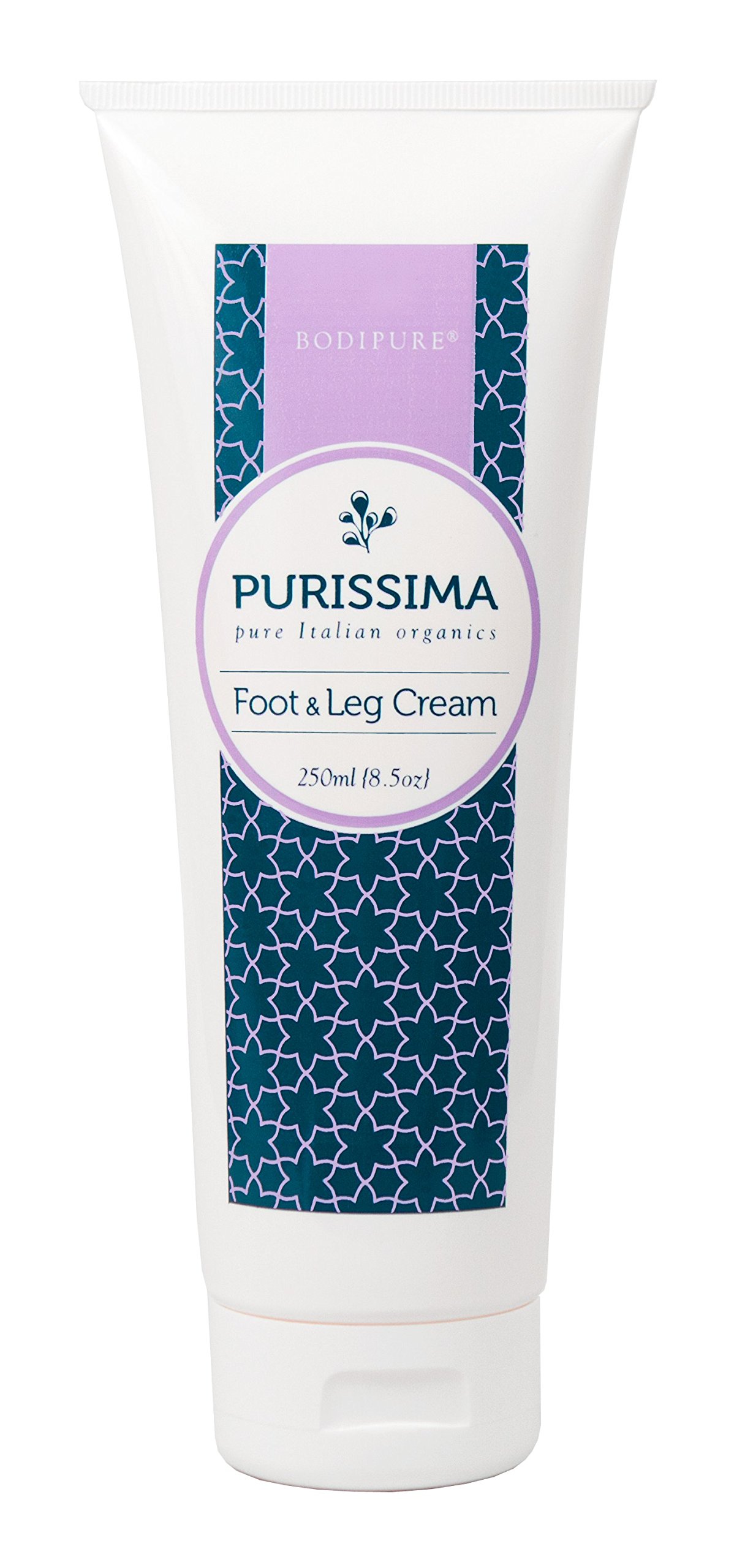 Bodipure Purissima Organic Foot and Leg Cream - Natural Ingredients for Dry, Cracked & Callused Feet - Rejuvenating & Stimulating Treatment - Made in Italy, 8.5 oz - Perfect for Pedicures, Spa Days & At-Home Foot Care
