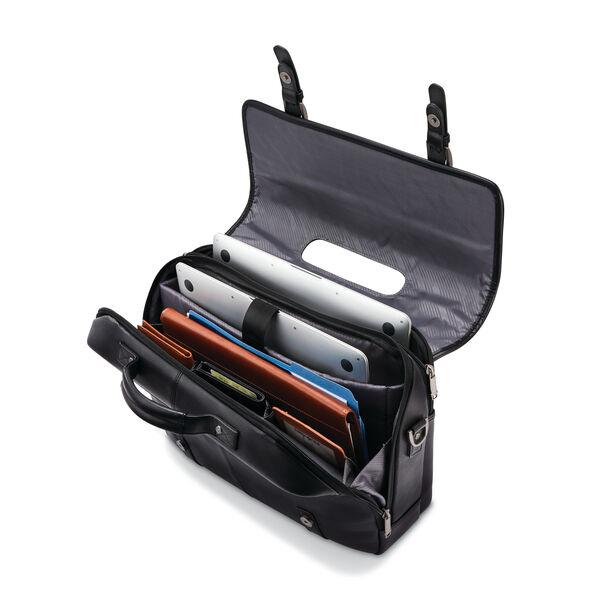 Samsonite Classic Leather Flapover Briefcase - Durable Business Laptop Bag for Men & Women - Perfect for Office, Travel & Commuting