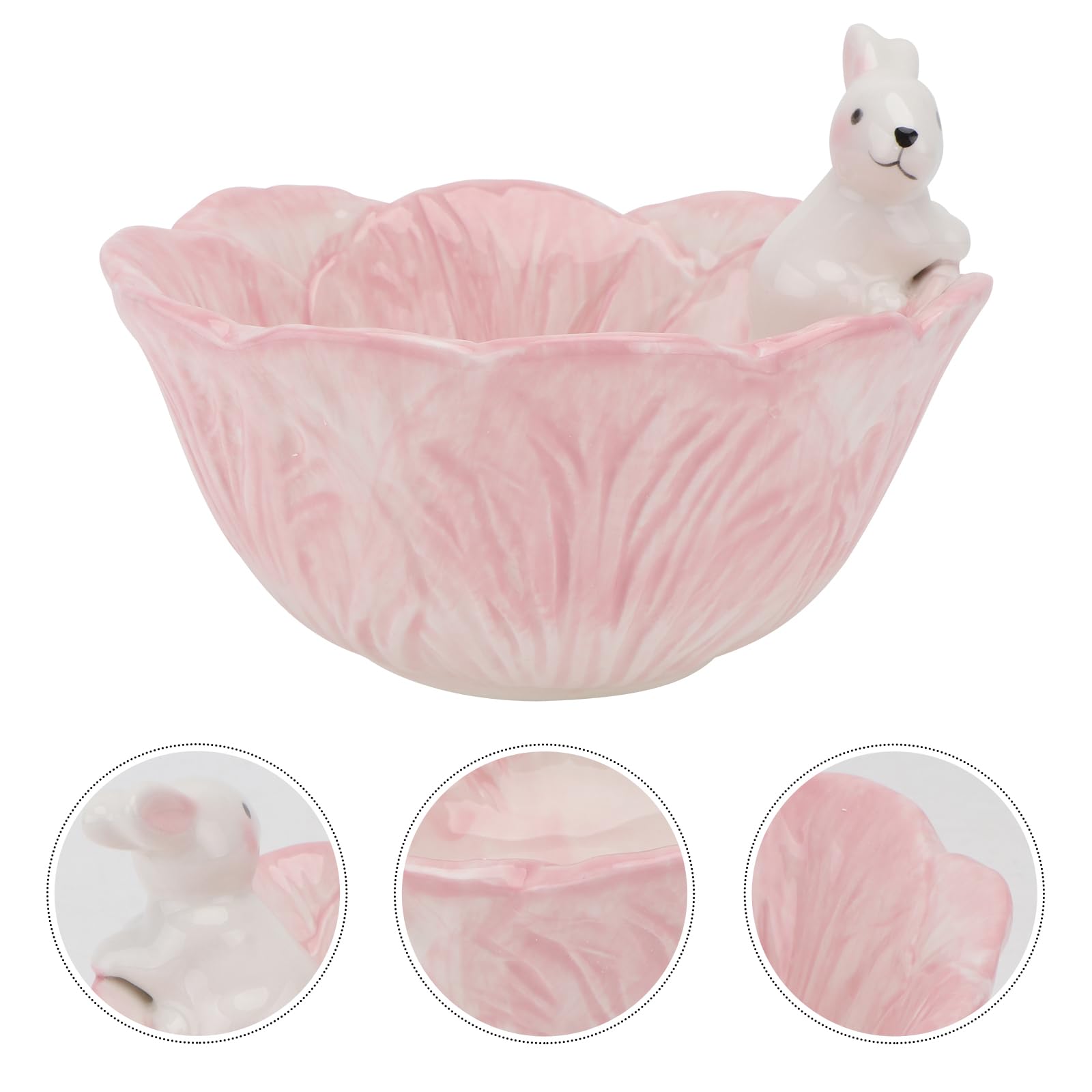 Easter Ceramic Bowl - Rabbit & Flower Design for Cereal, Salad, Rice, Pasta, Soup & Dessert | Food Storage Container | Perfect for Easter Party, Home Dining & Holiday Decor