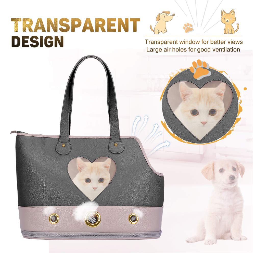 PetsHome Foldable Waterproof Dog Carrier Purse - Lightweight Pet Tote Handbag for Small Dogs & Cats (Black) | Perfect for Travel, Shopping & Outdoor Adventures