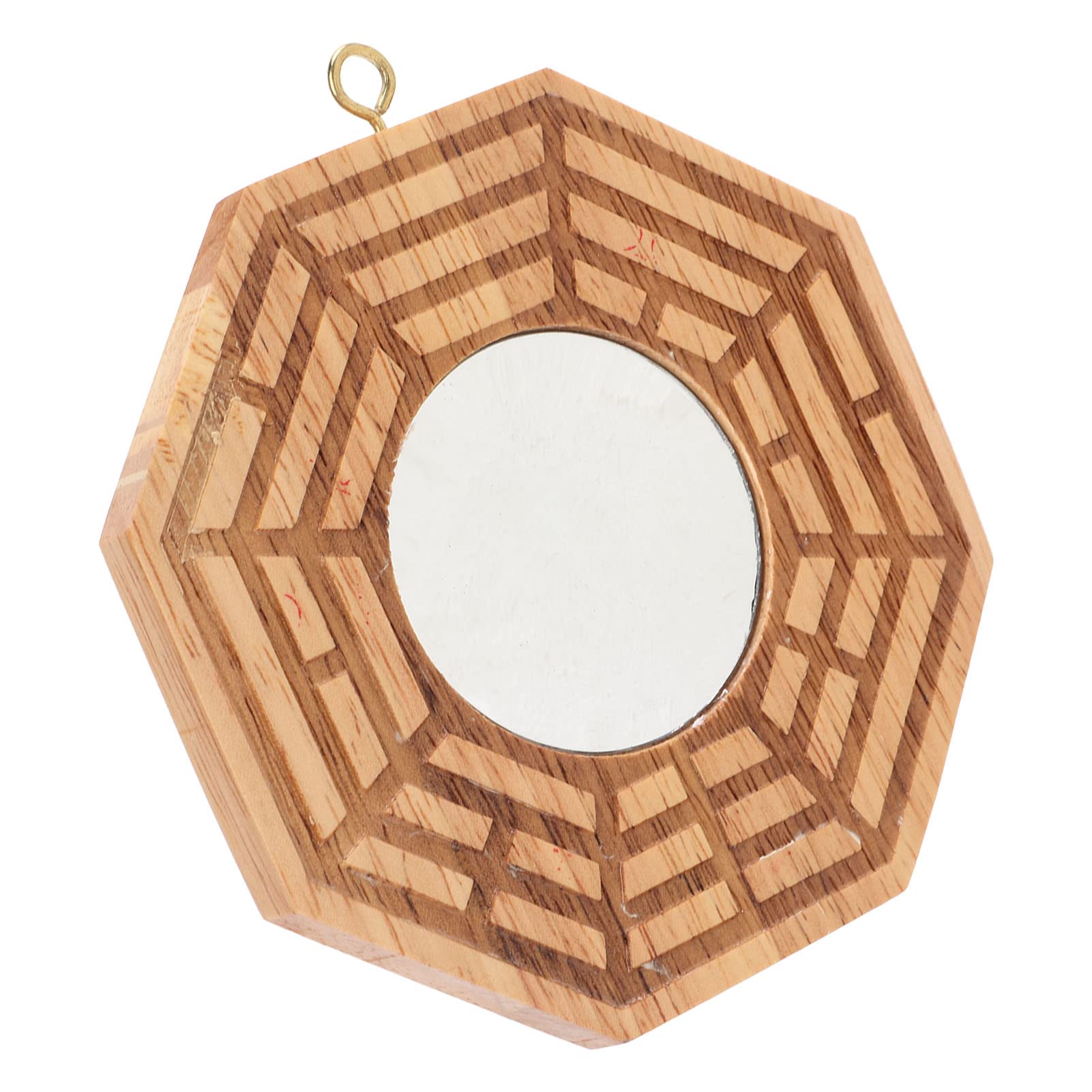 Haowecib Wooden Feng Shui Convex Mirror - Handcrafted Decorative Mirror for Home & Outdoor Use, Attracts Wealth & Positive Energy - Perfect for Garden, Patio, and Front Door Decor
