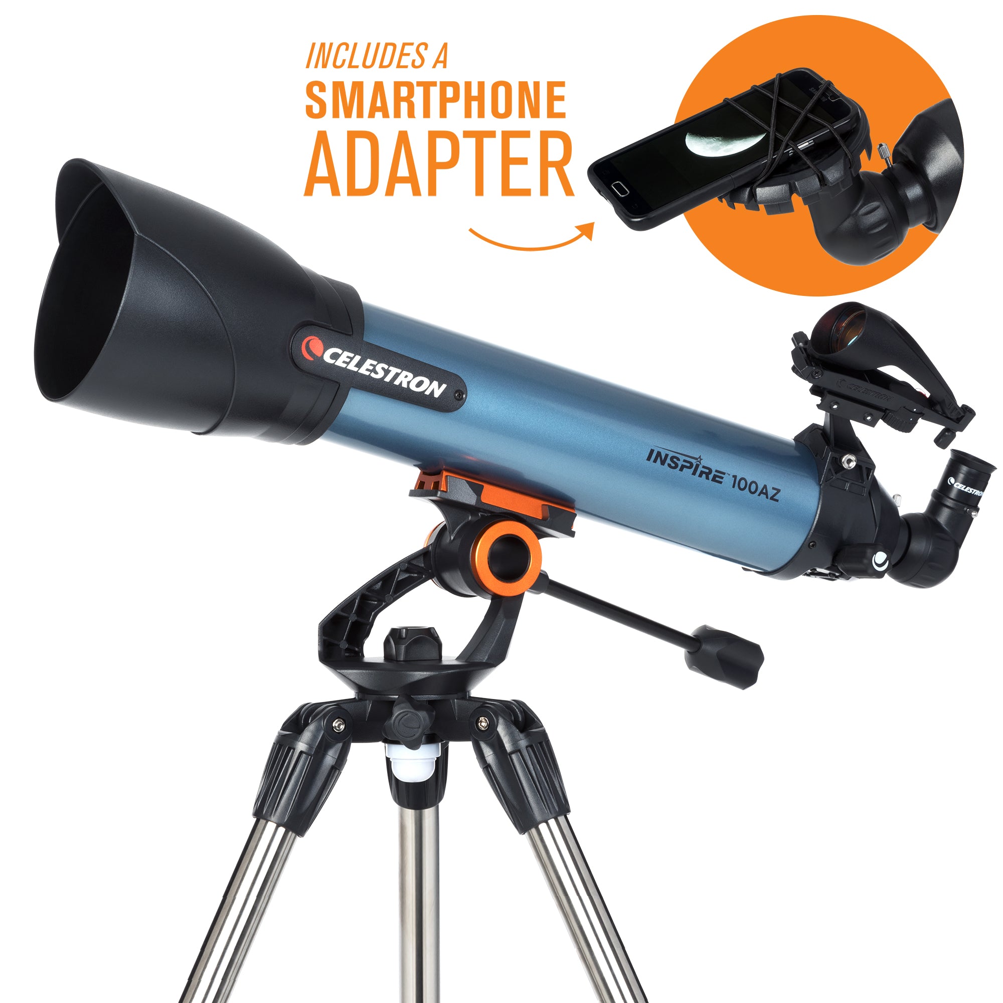 Best Inspire 100AZ Refractor Telescope for Astronomy Beginners - Portable Telescope for Stargazing, Moon Watching & Astrophotography | Perfect for Backyard Observation, Camping & Outdoor Adventures