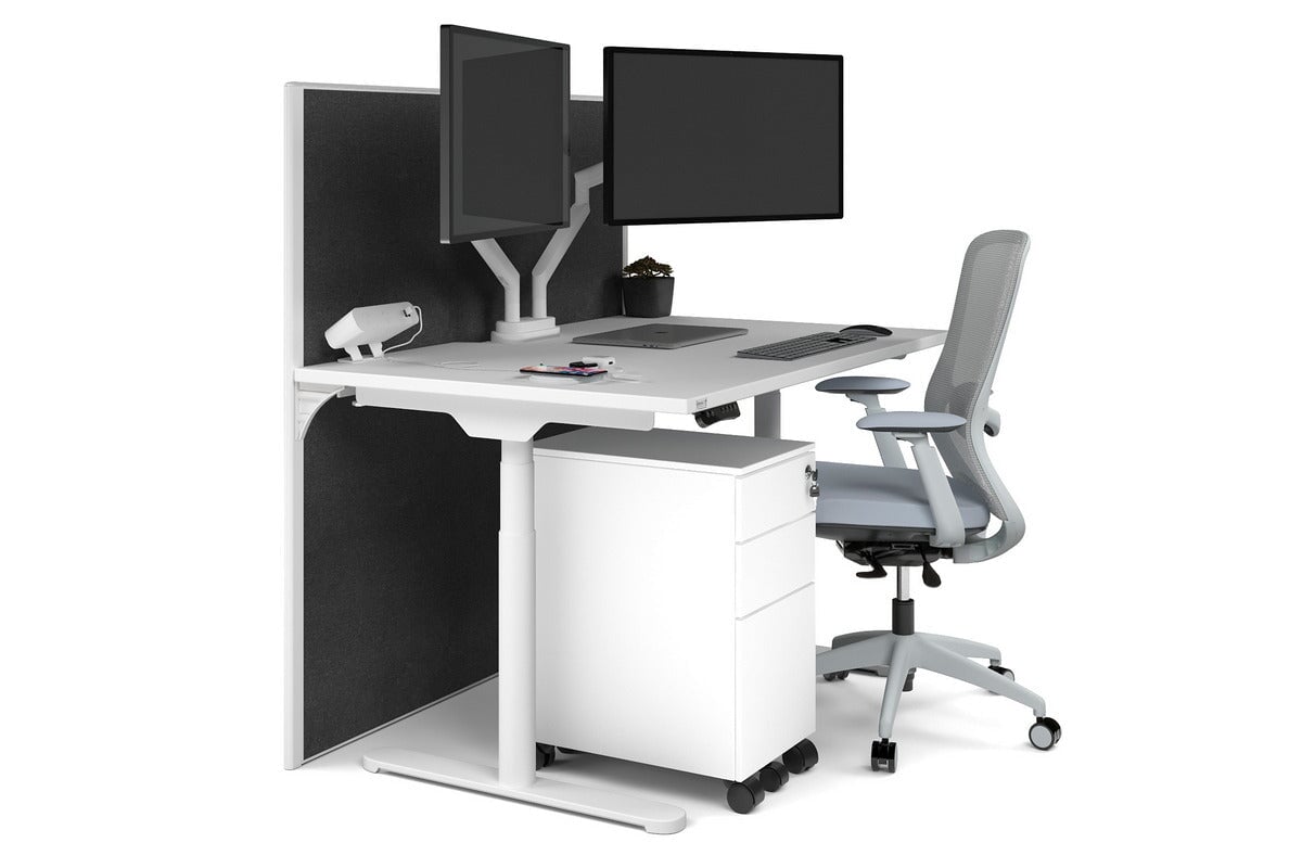 Flexi Premium Height Adjustable Single Workstation Desk - 1400L x 800W with Cable Management - Ergonomic Standing Desk for Home Office & Workspace