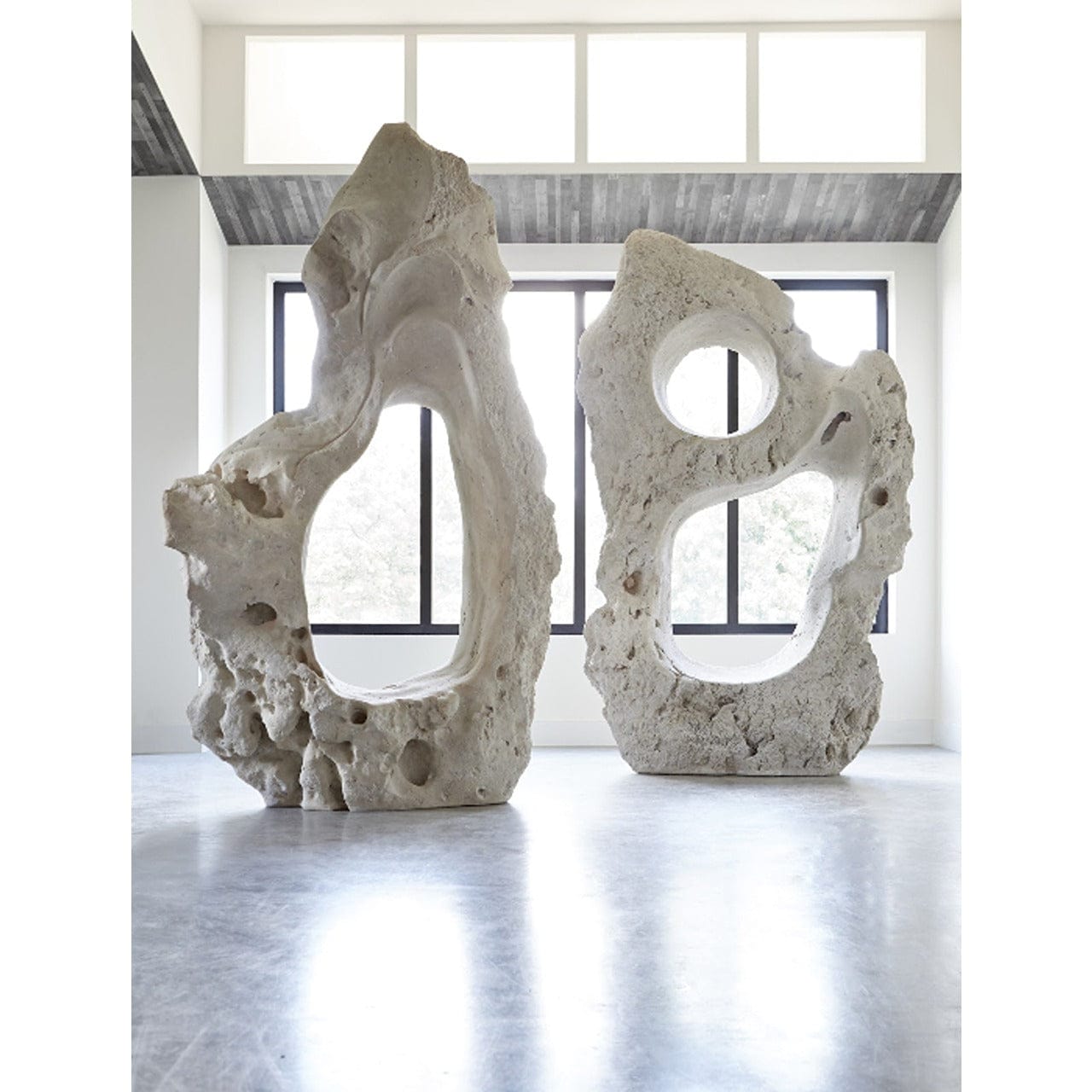 Large Cast Stone Single Hole Garden Sculpture - Perfect for Outdoor Decor, Landscaping, and Zen Garden Accents
