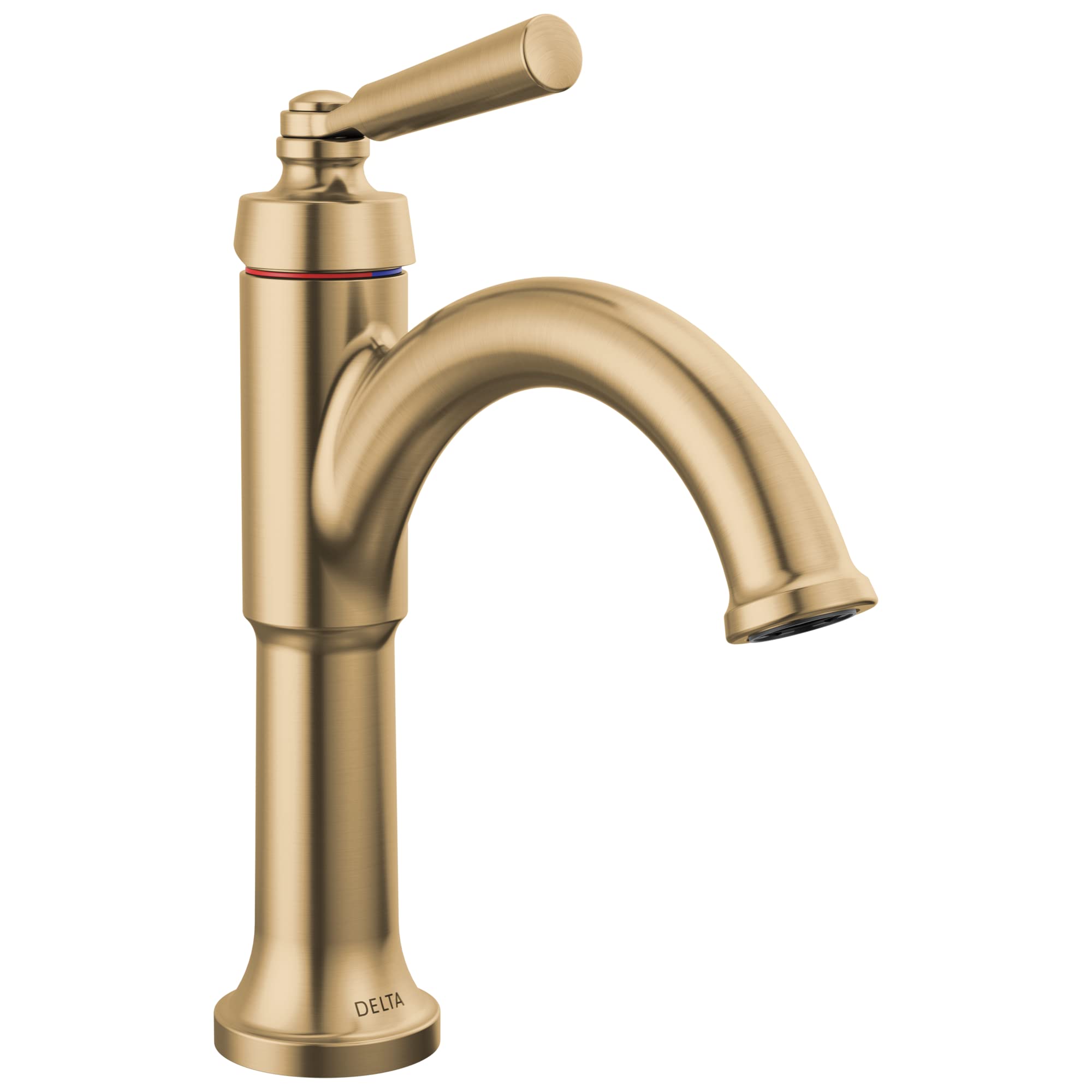 Delta 535-CZMPU-DST Saylor Single Handle Bathroom Faucet in Champagne Bronze - Diamond Seal Technology, Single Hole Mount, Includes Drain Assembly - Perfect for Modern Bathroom Vanities and Powder Rooms