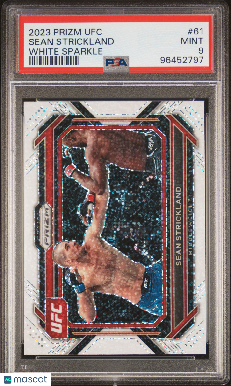 2023 Panini Prizm UFC Sean Strickland White Sparkle #61 PSA 9 Graded Trading Card - Collectible Sports Memorabilia for UFC Fans & Card Collectors - Perfect for Display, Investment, and Trading