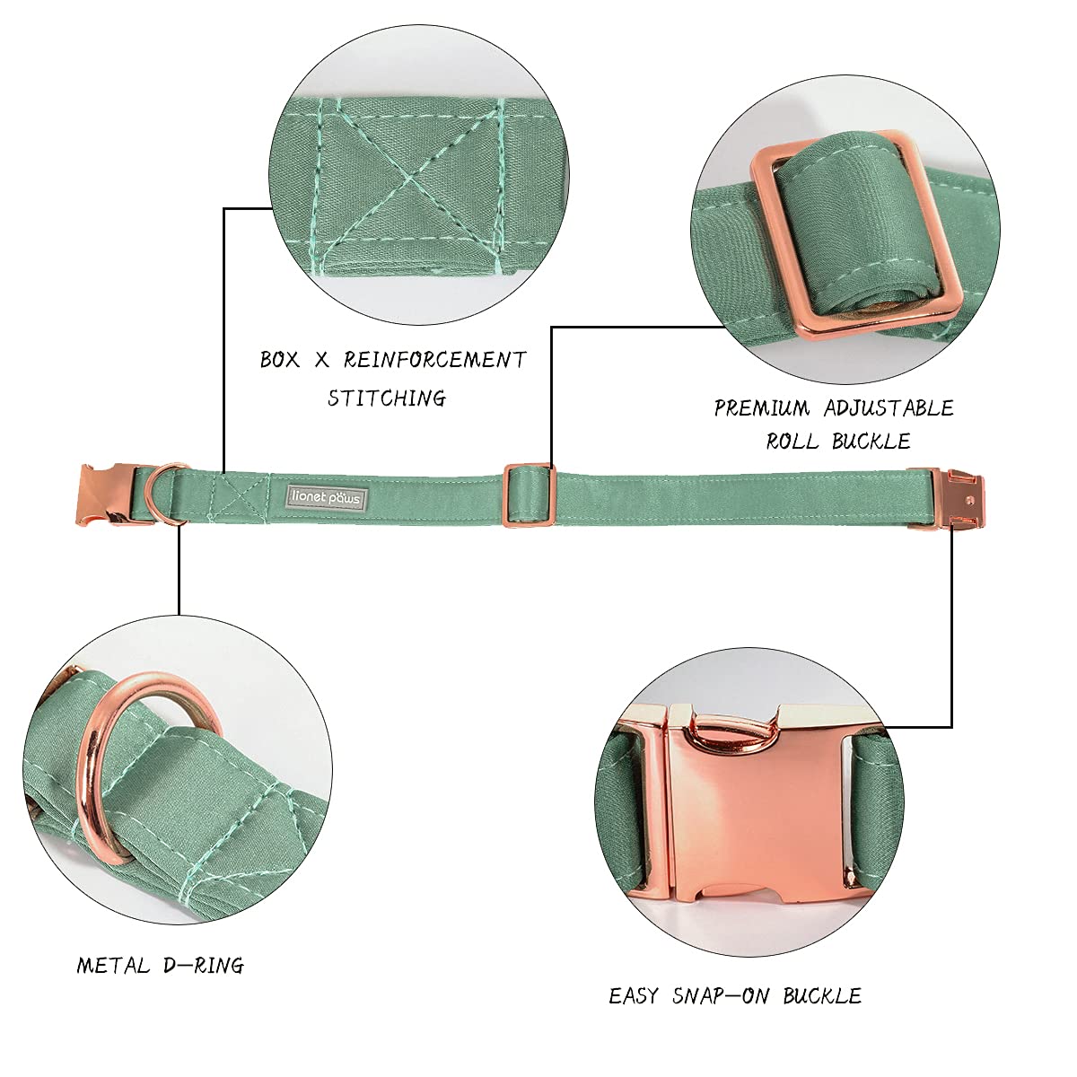 Lionet Paws Bowtie Dog Collar - Premium Silk Green Adjustable Pet Collar with Detachable Bow Tie for Small Dogs (10-16 Inch Neck) - Perfect for Weddings, Parties & Special Occasions