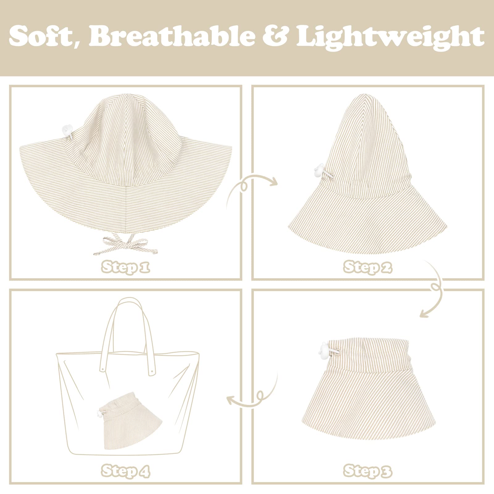 UPF 50+ Baby Sun Hat for Boys & Girls - Wide Brim Cotton Beach Hat for Infants & Toddlers - Perfect for Outdoor Play, Beach Trips and Summer Protection