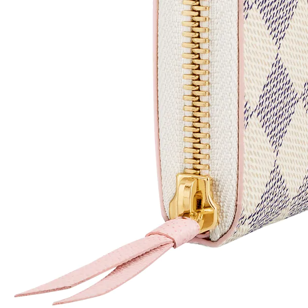 LV Clemence Wallet in Damier Azur Canvas with Rose Ballerine Interior - Perfect for Everyday Use & Travel Accessories