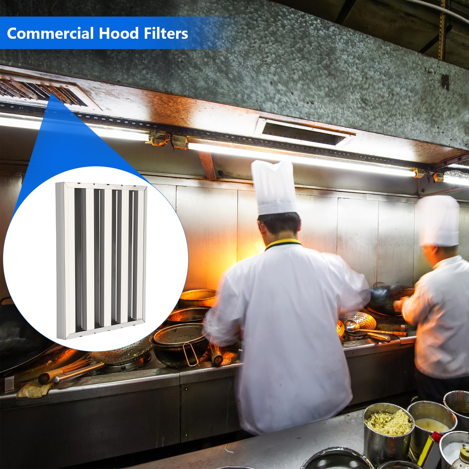 GARVEE 19.5x24.5 Inch Range Hood Filters - 430 Stainless Steel with 5 Grooves (6 Pack) - Perfect for Kitchen Ventilation & Grease Filtration