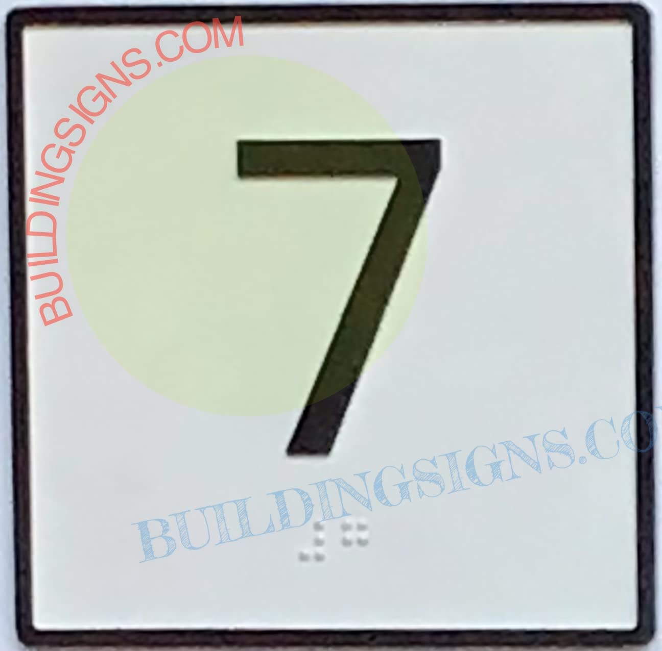 Cast Iron Elevator Floor Number 7 Sign - 4x4 Inch White Background Jamb Plate - Durable Metal Elevator Sign for Office Buildings, Hotels & Apartments