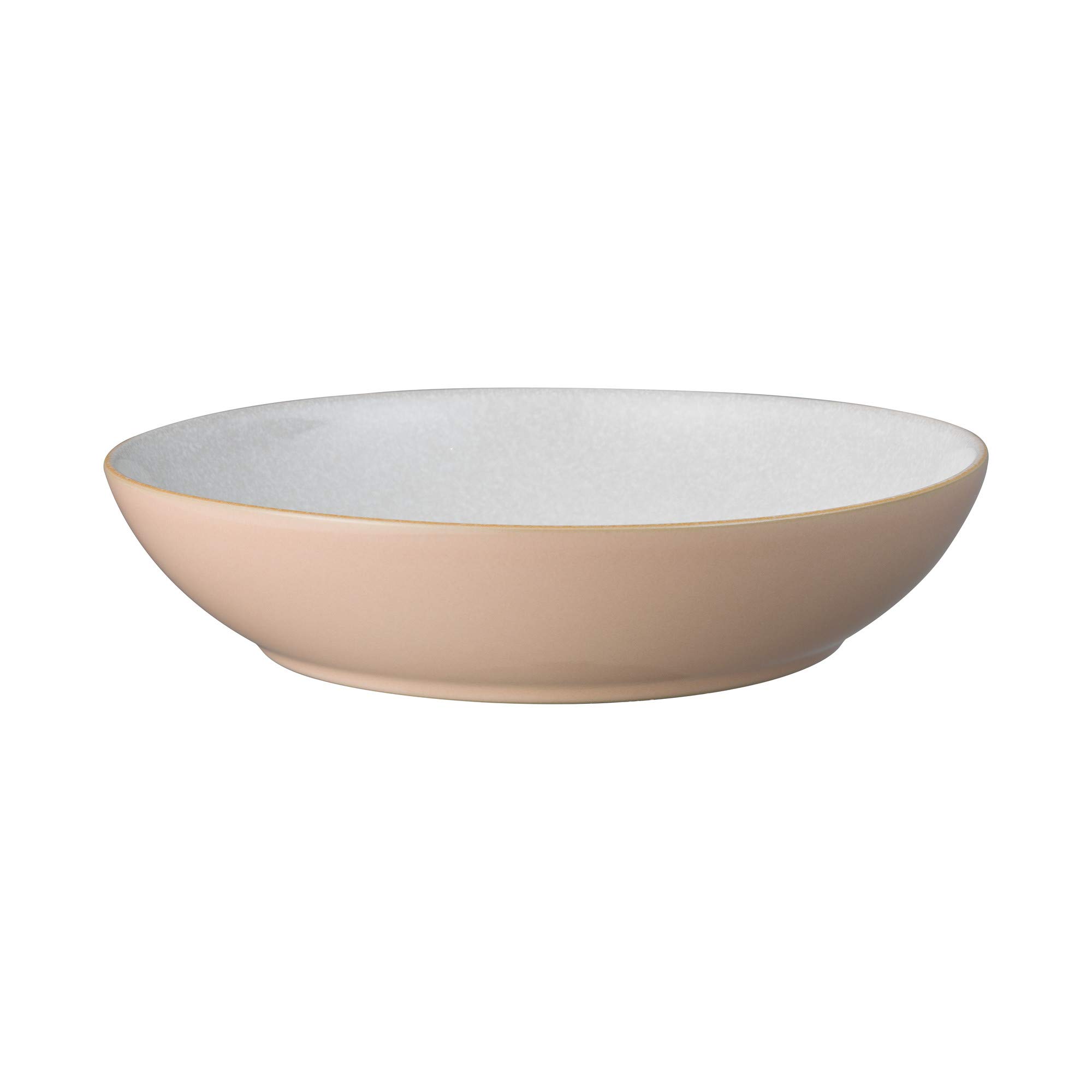 Denby Elements Shell Peach Pasta Bowls Set of 4 - 22cm (8.7in) 1050ml Microwave & Dishwasher Safe Stoneware - Crack & Chip Resistant White Ceramic Dinnerware - Perfect for Pasta, Salad, Soup & Dessert Serving