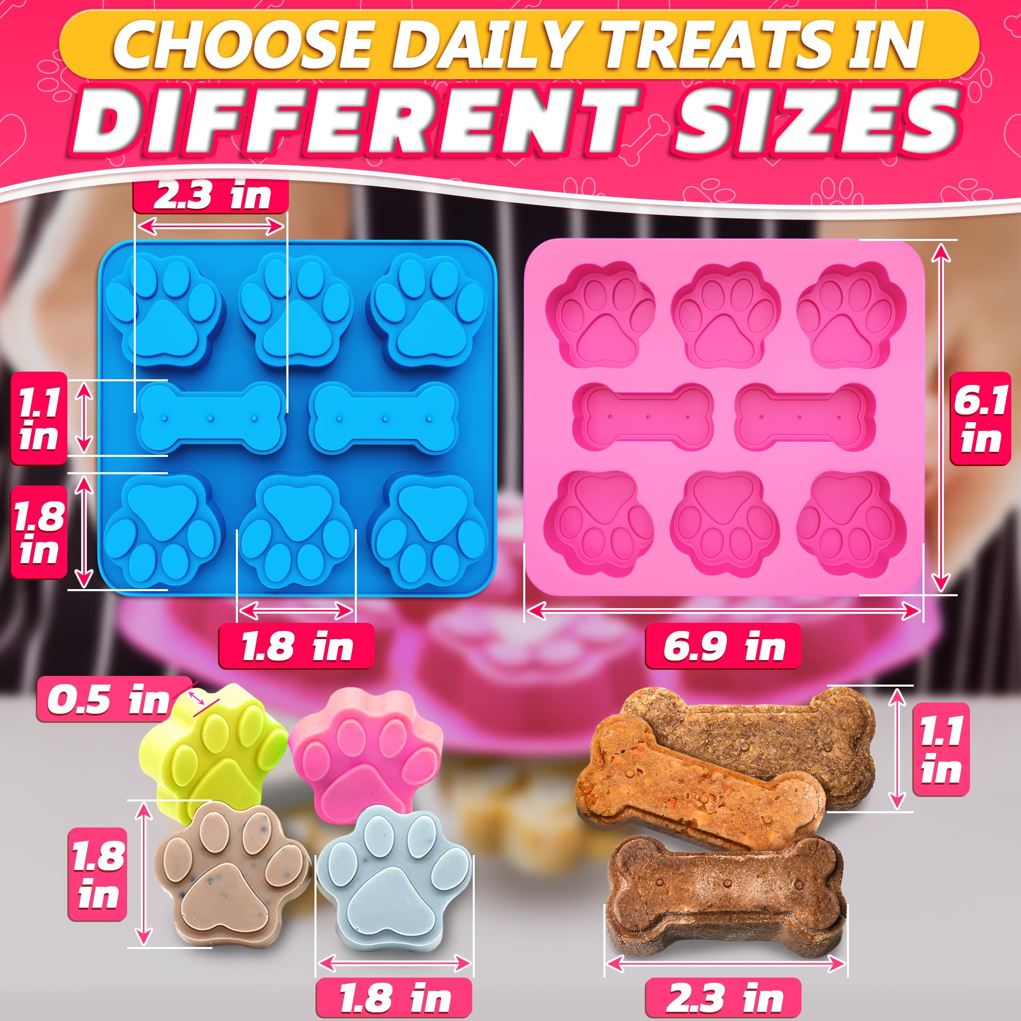 2 Pcs Silicone Dog Treat Molds for Baking, Freezing & Candy Making - Reusable Chocolate Molds for Homemade Dog Treats - Perfect for DIY Pet Snacks, Frozen Treats & Party Favors