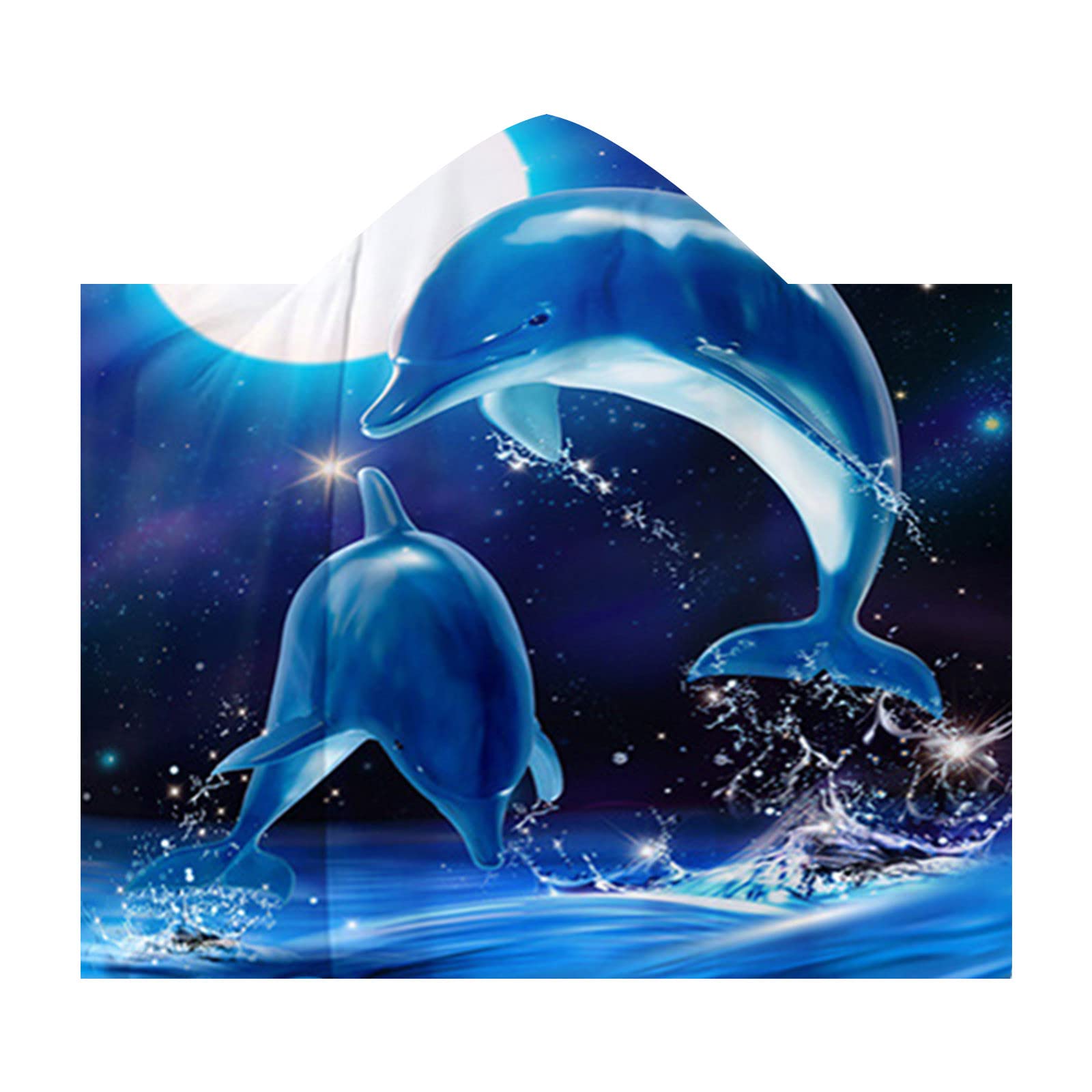 Dolphin Hooded Beach Towel for Kids - Super Absorbent Soft Bath Towel with Hood, Boys Girls Pool Cover Up, Cute Dolphin Towel Cloak for Swimming, Beach, Bath Time & Summer Outdoor Activities