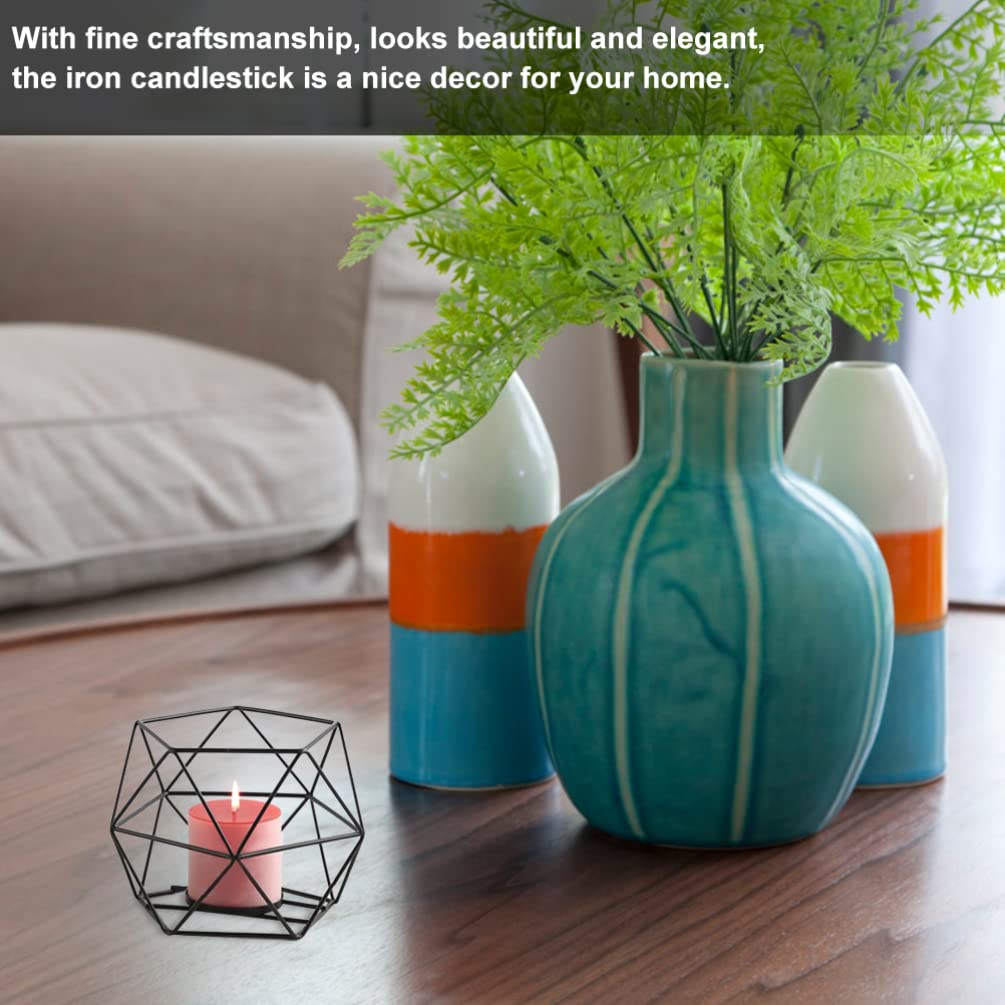 Metal Wire Geometric Candle Holder - Elegant Iron Tealight Stand for Home Decor, Wedding Centerpiece & Party Table Decorations | Indoor/Outdoor Use for Dining Tables, Events & Romantic Ambiance