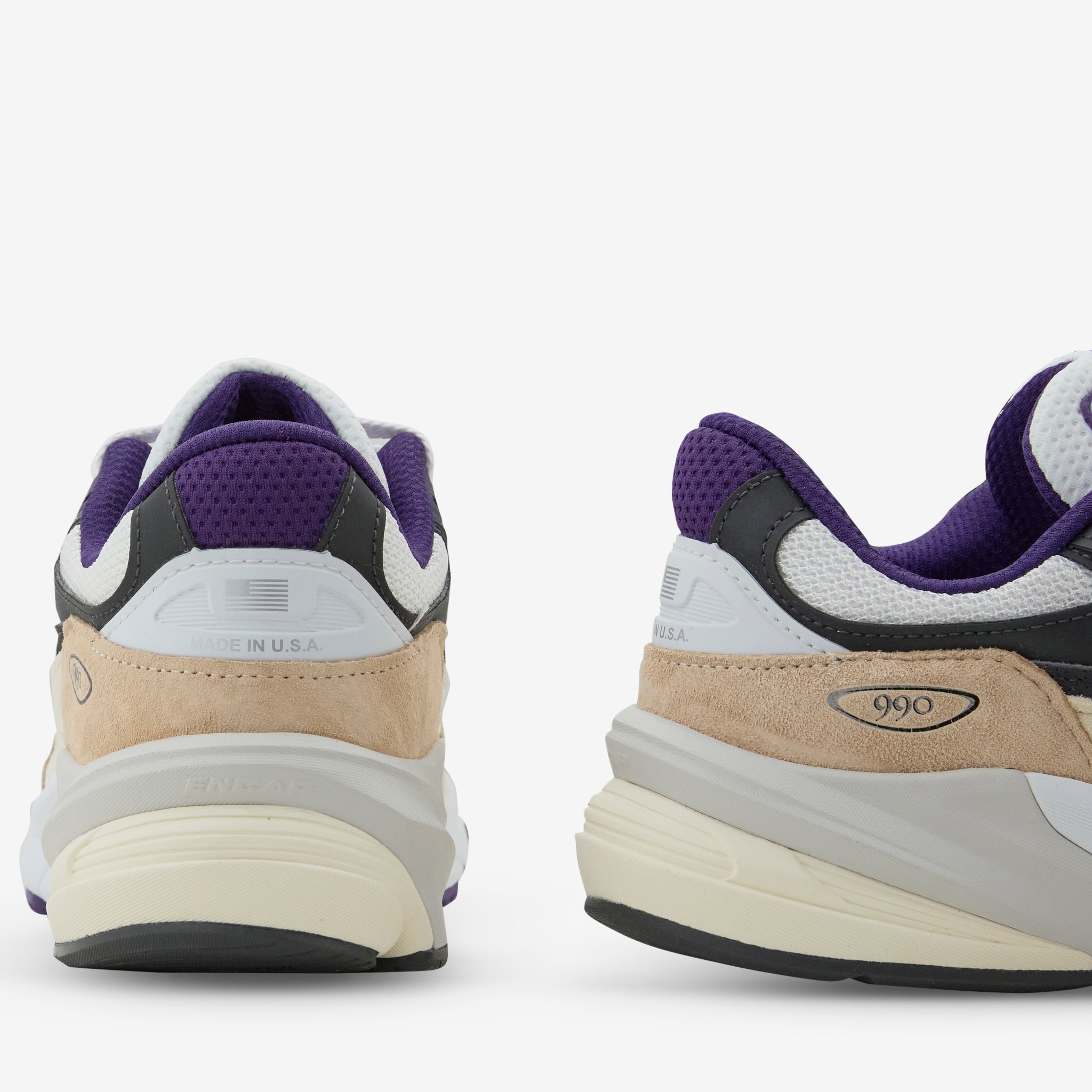 New Balance 990v6 Running Shoes for Men & Women - Made in USA - White/Black Plum/Phantom - Comfortable Athletic Sneakers for Jogging, Walking & Casual Wear