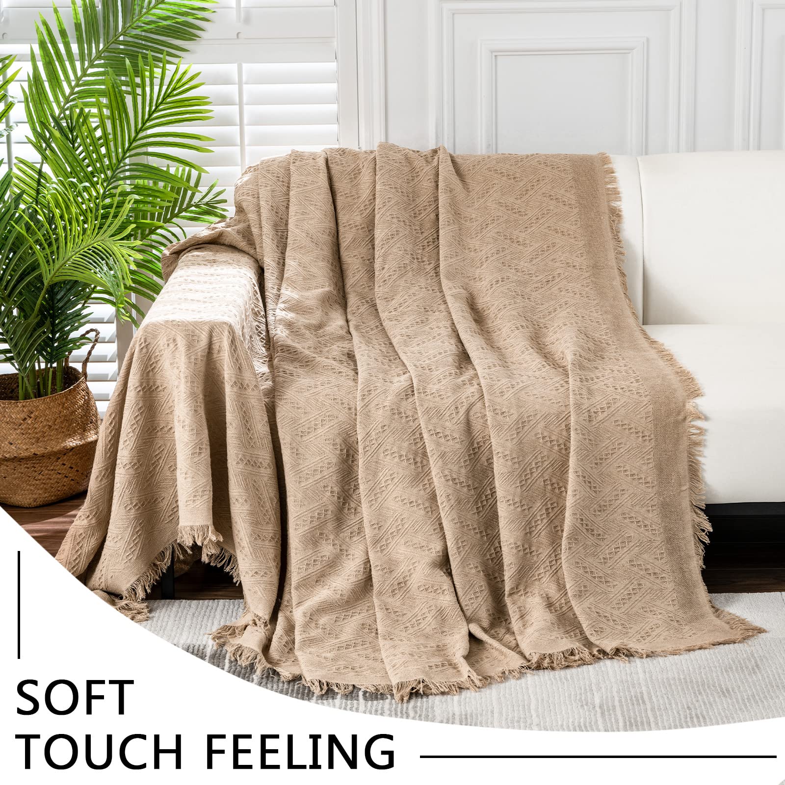 MEETSKY Washable Soft Cotton Blend Sofa Slipcover for Sectional Couch - Farmhouse Modern Decor, Pet-Friendly, Fits Most Sofas (71