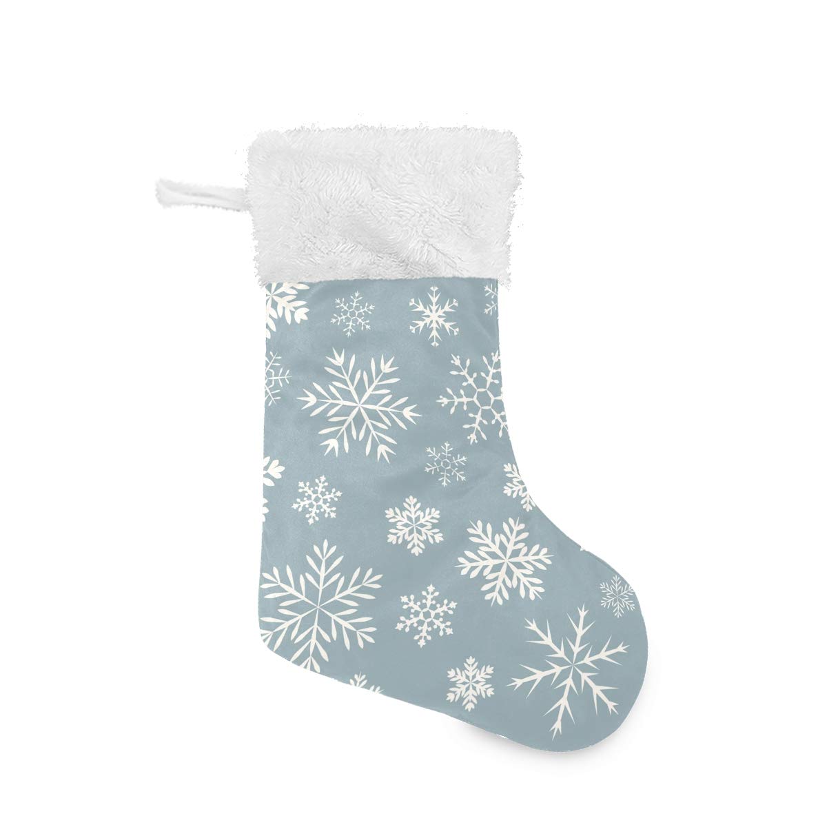 Vikko Seamless Snowflakes Blue Christmas Stocking - 17.7 Inch Classic Velvet Plush Santa Stocking Hanging Decorations for Fireplace, Bed, Stairs, Xmas Tree - Perfect for Holiday Parties & Festive Home Decor - Set of 2