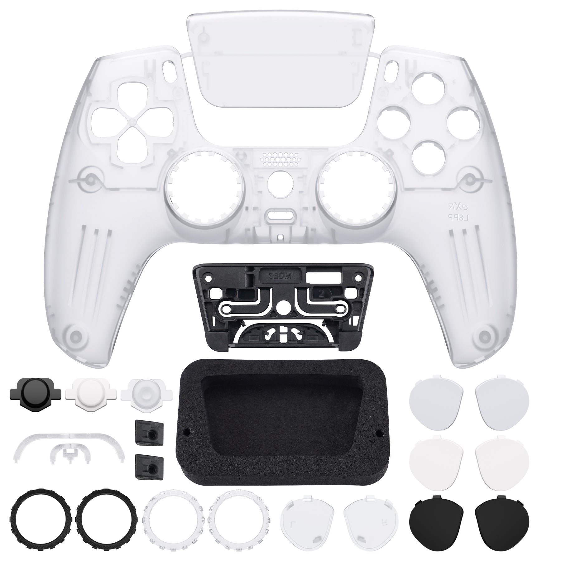 eXtremeRate LUNA Redesigned Front Shell with Touchpad for PS5 Controller BDM 010/020/030/040/050 - Clear (GHPFM001) - Custom Gaming Shell for Enhanced PS5 Controller Performance - Perfect for Competitive Gaming & Long Play Sessions
