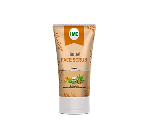 IMC Herbal Face Scrub with Aloe Vera, Almonds, Turmeric & Neem - 150g Natural Exfoliator for Glowing Skin | Perfect for Daily Skincare & Acne Treatment