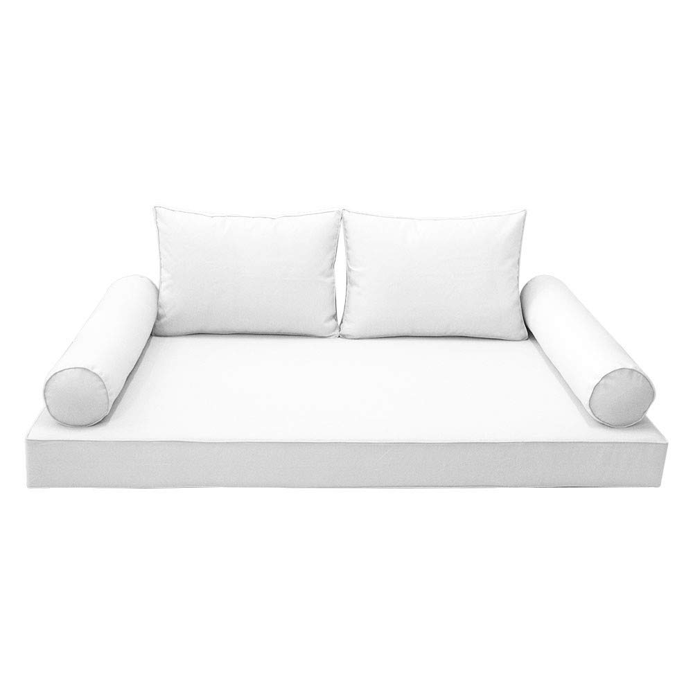 Prolinemax S1 Outdoor Daybed Mattress Slipcover with Bolster Backrest & Piped Trim - Twin XL Size (AD106) - Waterproof Cushion Cover for Patio, Poolside & Garden Furniture