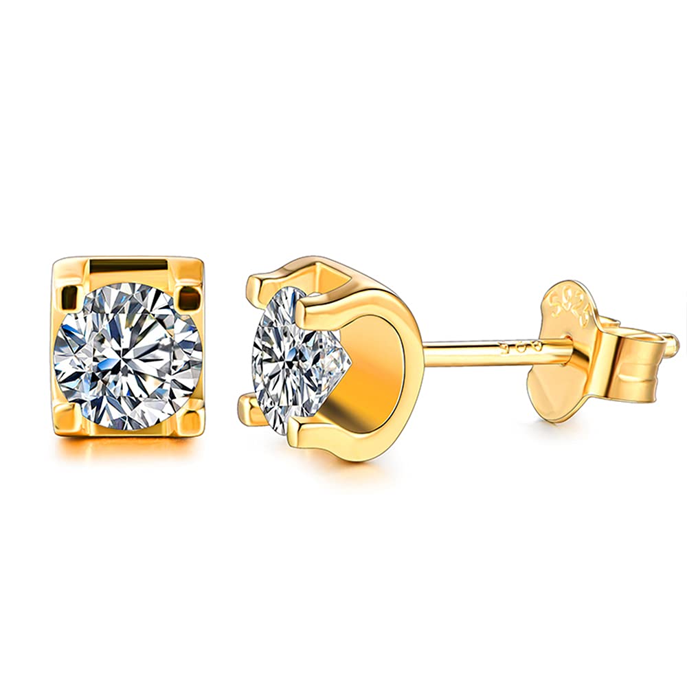 S925 Sterling Silver Moissanite Stud Earrings for Women - 18K Gold Plated Hypoallergenic Earrings, VVS-GH Quality Fine Jewelry Gift for Her - Perfect for Everyday Wear, Parties & Special Occasions