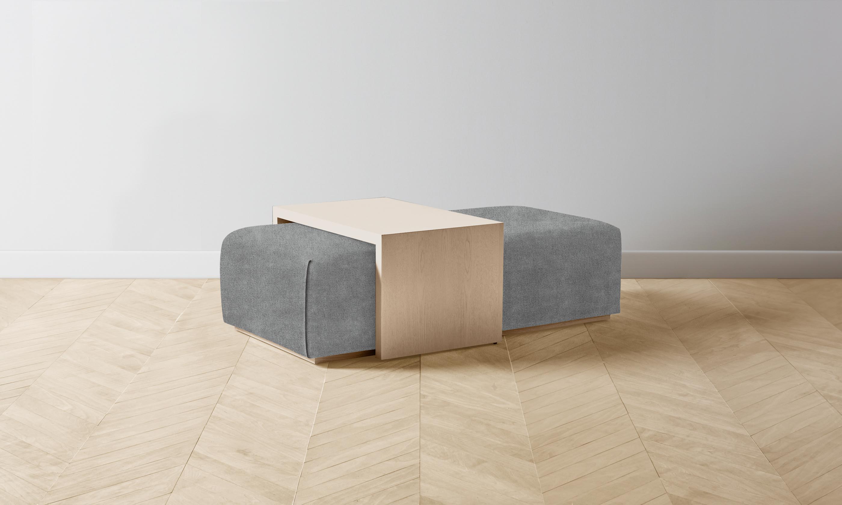 The Bowery Ottoman - Performance Mélange Weave Night - Modern Living Room Footrest & Accent Stool for Home Decor