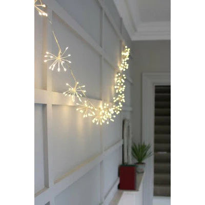 Lumina Starburst Plug-in Chain Lights for Indoor & Outdoor Use - Perfect for Patio, Garden, and Party Decorations