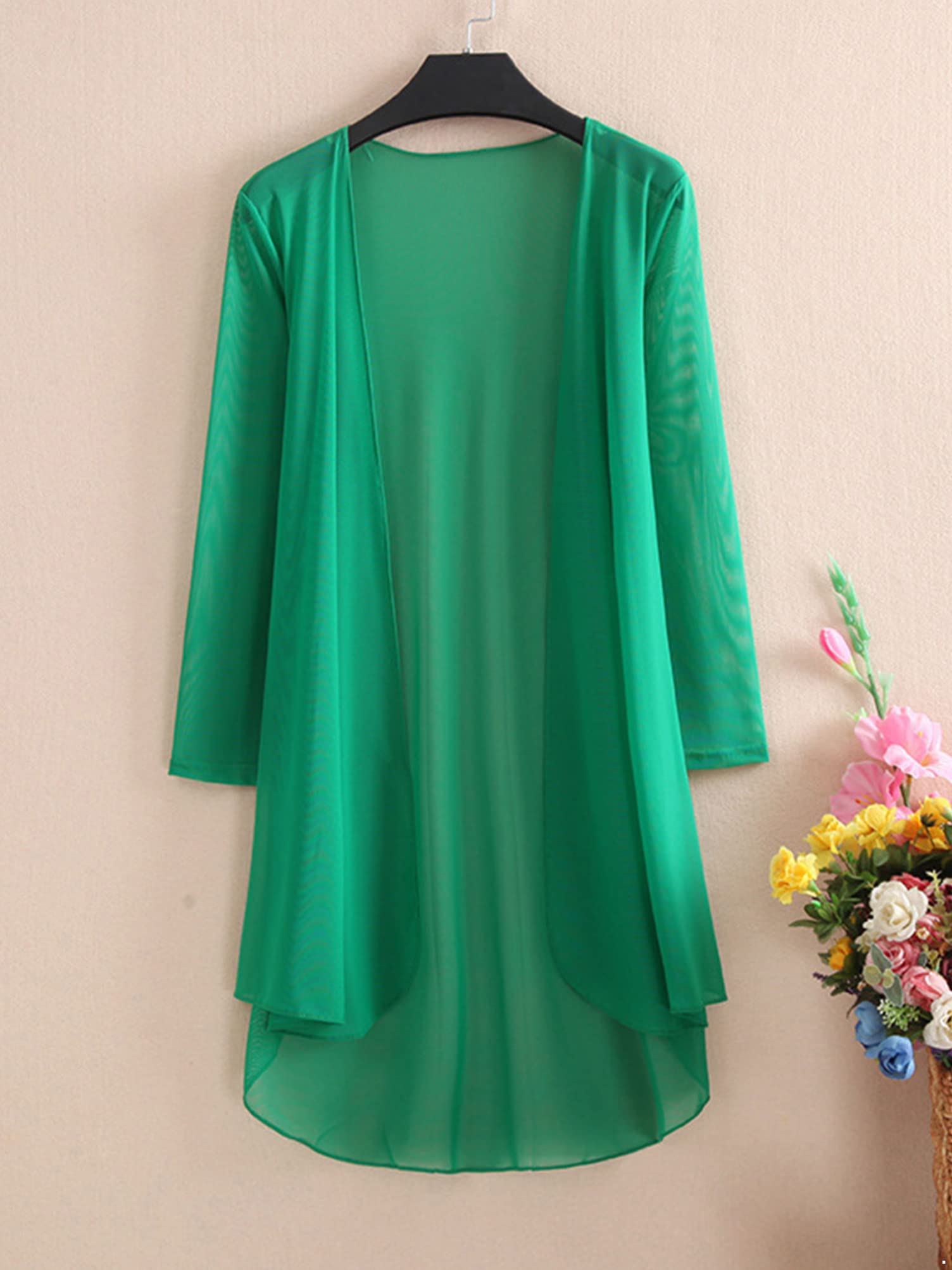 Plus Size Women's Lightweight Long Sleeve Open Front Cardigan - Solid Color Long Duster Sweater for Casual Wear, Office & Layering Outfits