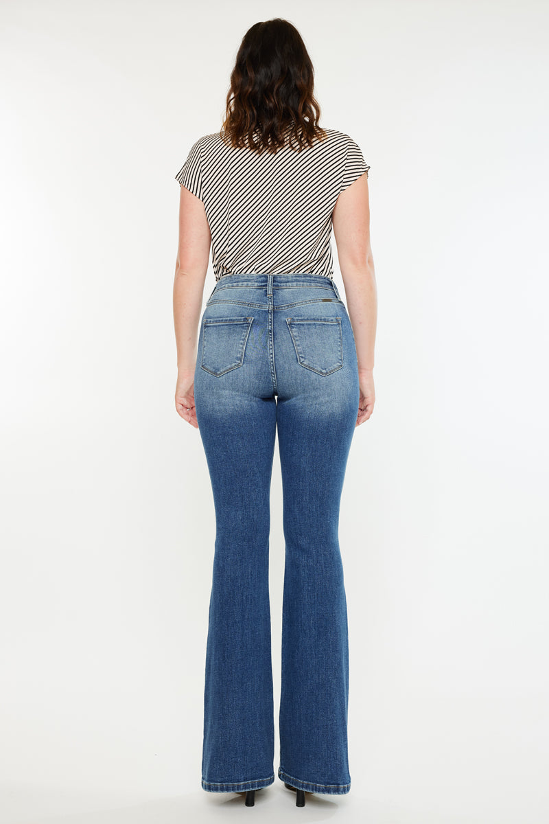 Tana High Rise Wide Flare Jeans for Women - Curvy Fit Stretch Denim Pants, Vintage 70s Inspired Bootcut Jeans for Casual Wear & Night Out