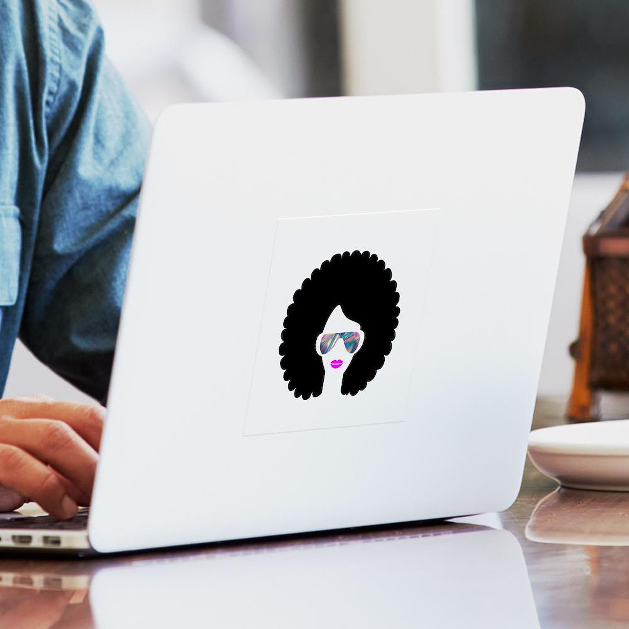 Holographic Afro Girl Sticker - Waterproof Vinyl Car Decal for Bumpers, Laptops & Windows - Fun Afrocentric Car Accessories for Women - Perfect for Cars, Laptops, Water Bottles & DIY Projects
