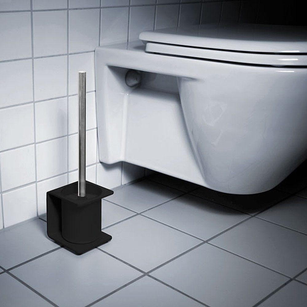 Premium Black Toilet Brush Holder with Stand - Modern Bathroom Organizer for Hygienic Cleaning | Ideal for Home, Office, and RV Use