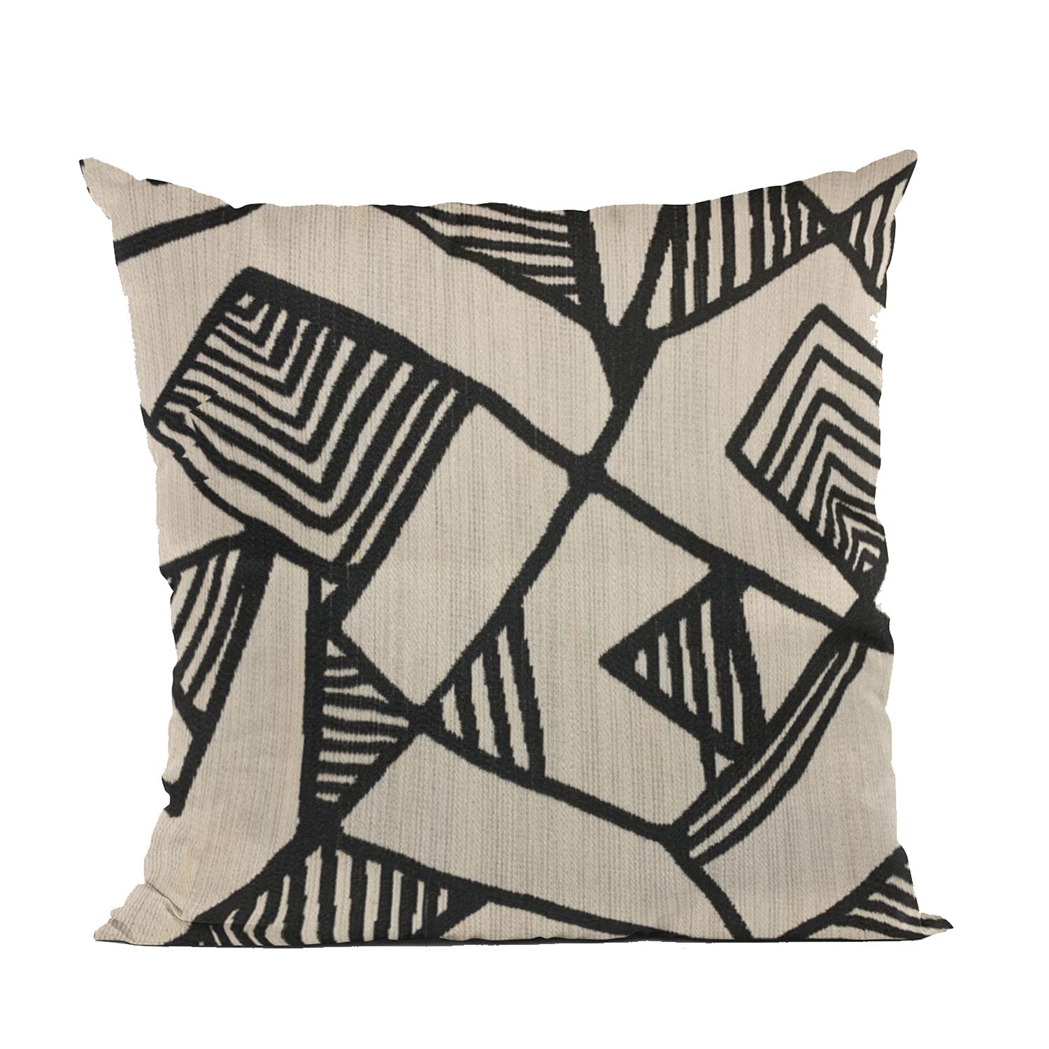 Luxury Geometric Throw Pillow 26x26 Inches - Black & Beige Double Sided Decorative Cushion for Sofa, Bed, Living Room - Modern Architecture Inspired Home Decor