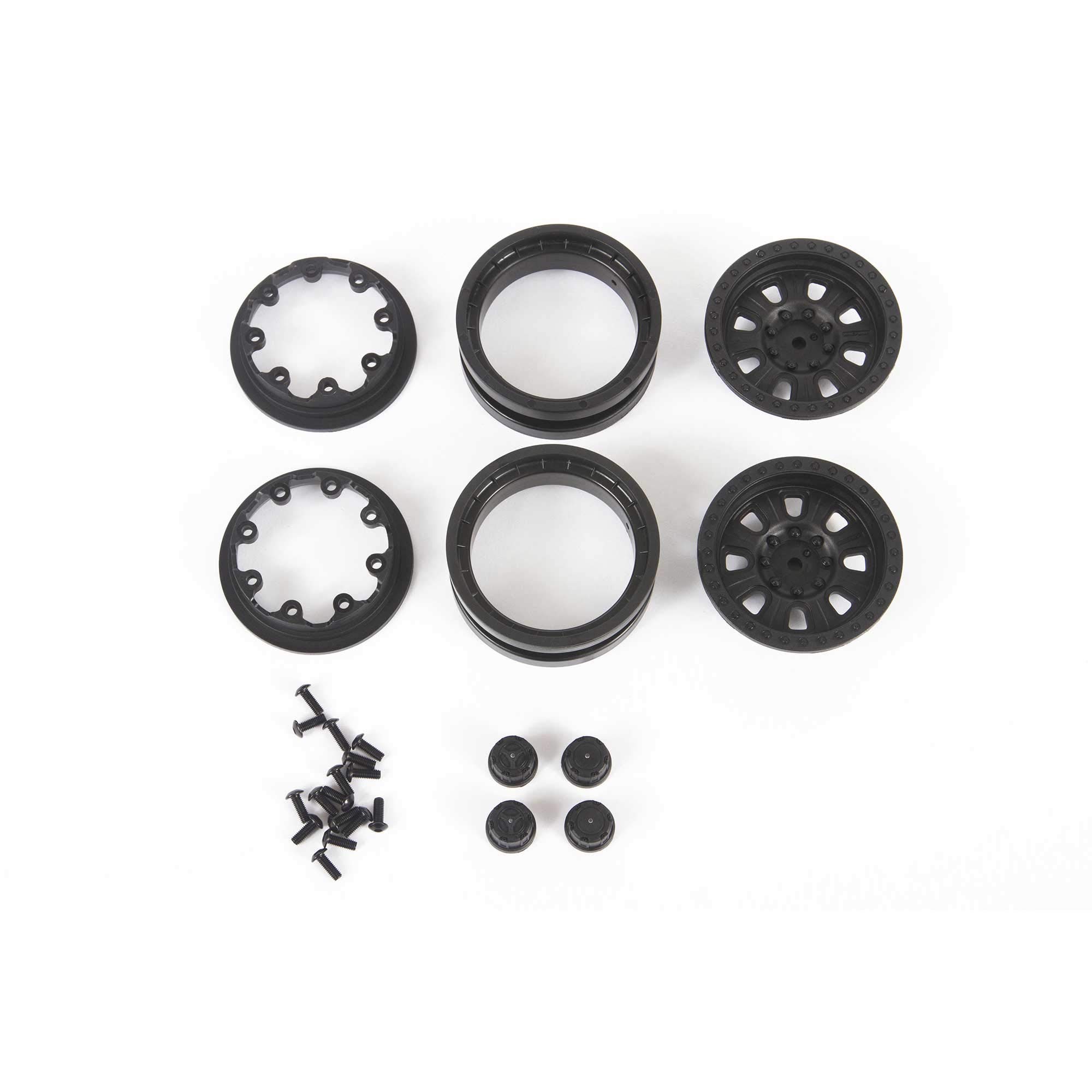 Axial 1.9 Raceline Monster Beadlock Wheels - 2 Pack Black (AXI43004) | Heavy-Duty Off-Road Rims for RC Crawlers & Trail Trucks