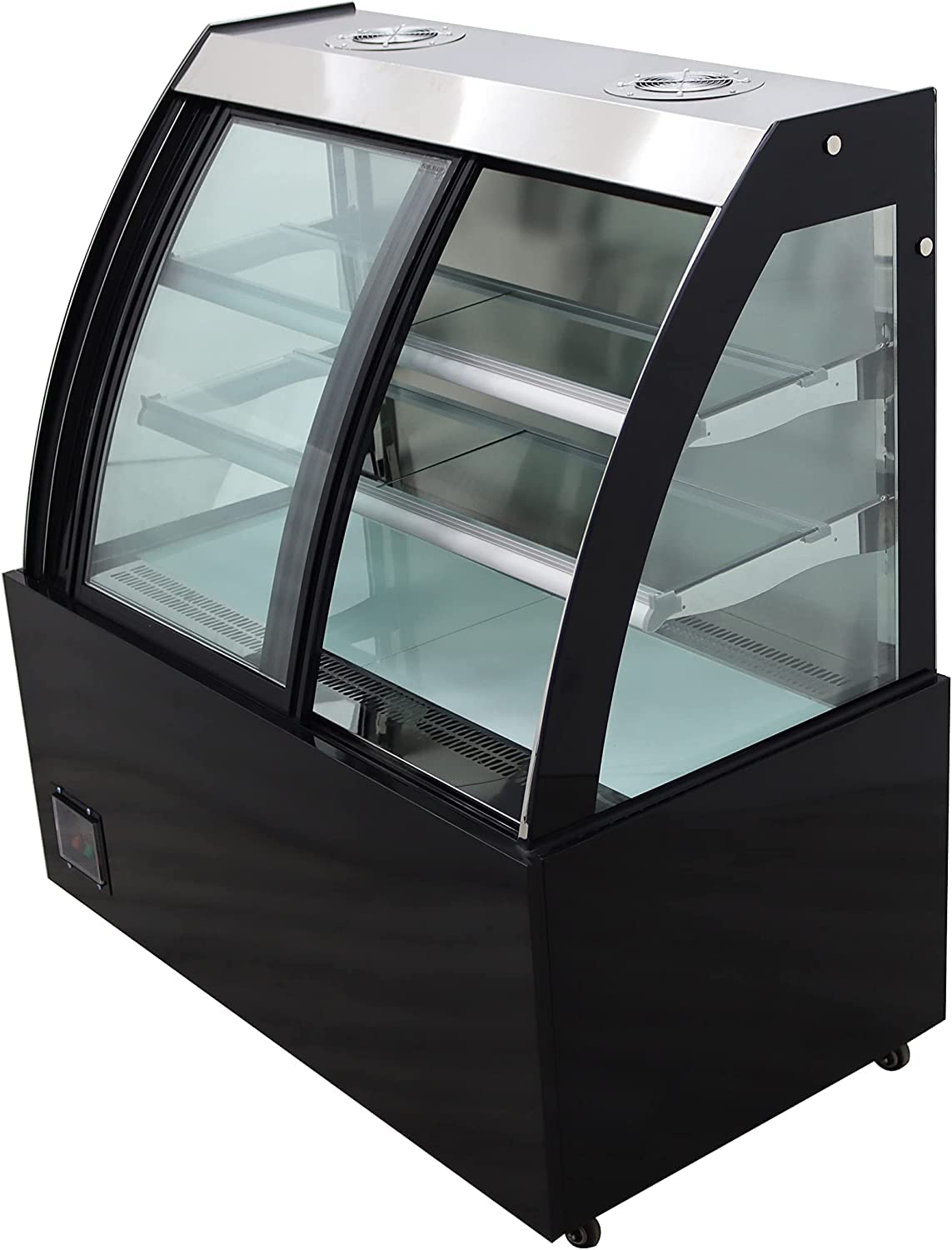 220V 47 Inch Glass Refrigerated Display Case for Bakery - Arc-Shaped Front Door Commercial Refrigerator for Cakes, Pies, Pastries & Desserts - Perfect for Bakeries, Cafes, Restaurants & Sweet Shops