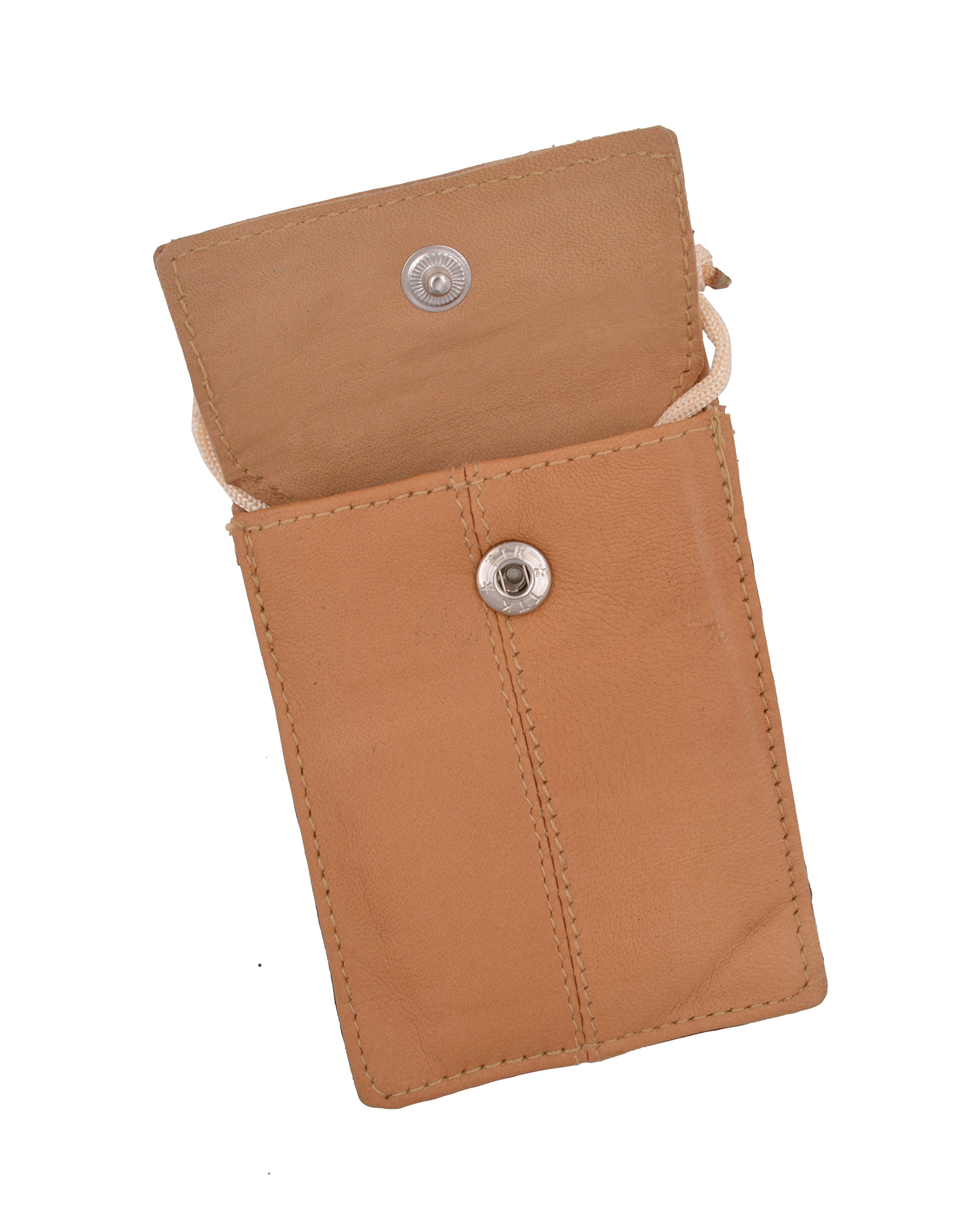 Premium MARSHAL Leather Neck Strap - ID Badge Holder, Credit Card Wallet & Mini Crossbody Pouch (Tan) - Perfect for Work, Travel & Everyday Essentials
