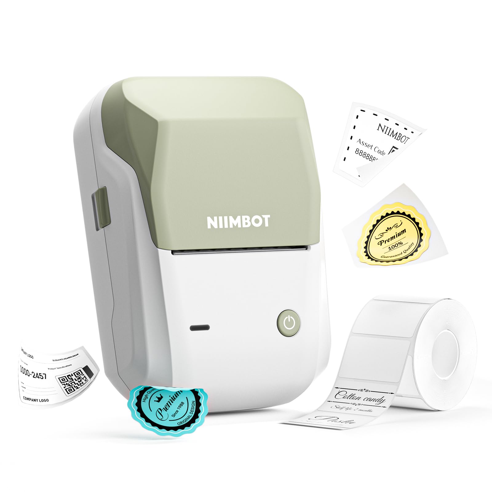 NIIMBOT B1 Bluetooth Thermal Label Printer - Portable Barcode Sticker Maker for Home, Office, Mailing & Retail | Compatible with iOS Android PC | Perfect for Organizing, Shipping, Bakery & Grocery Labels | Green