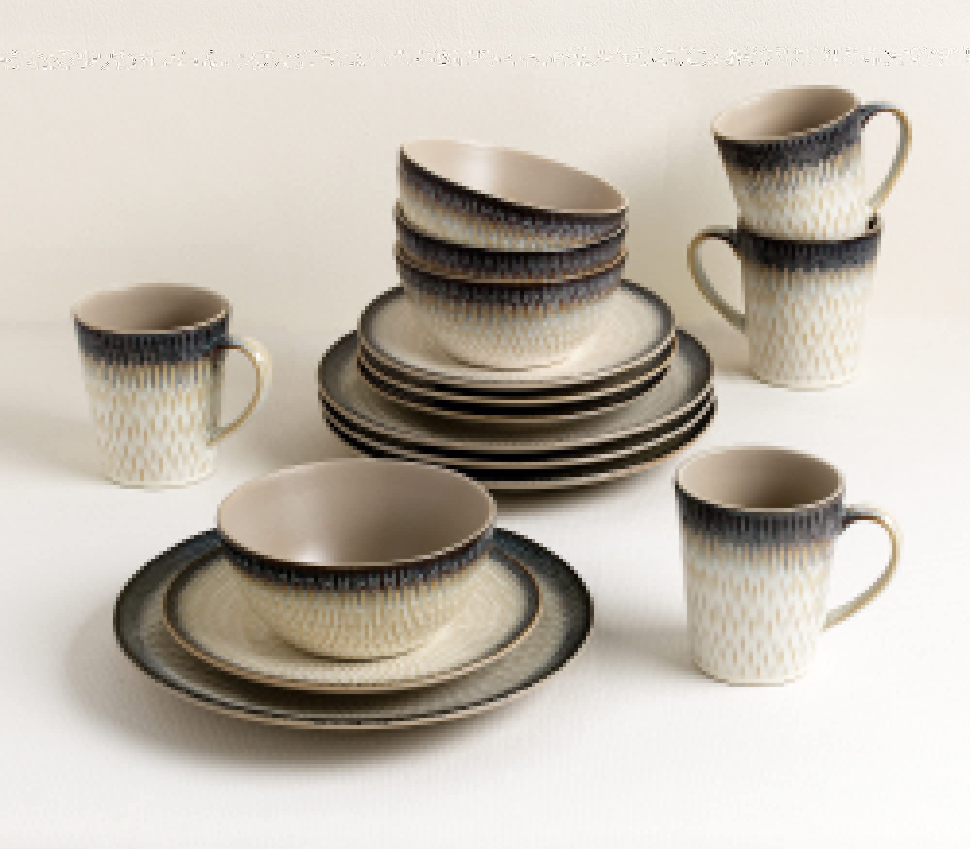 Elegant Modern Stoneware Scroll Dinnerware Set - Blue Drop 16-Piece Dinnerware for Parties, Events & Special Occasions | Perfect for Holiday Gatherings, Weddings & Formal Dining