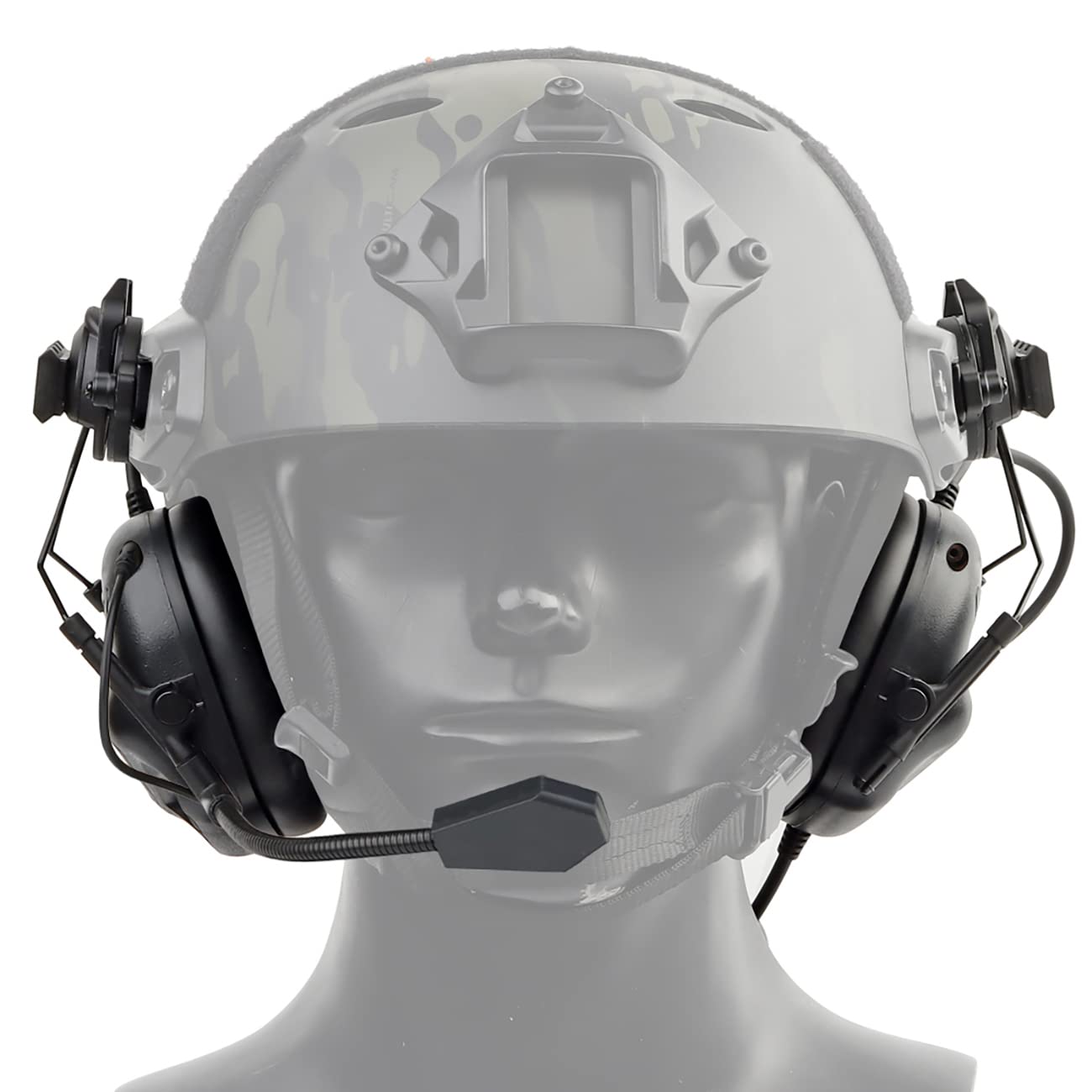 Tactical Shooting Headset with U94 PTT 2pin & ARC Rail Adapter - Noise Reduction Ear Protection & Clear Sound Pickup for Military, Airsoft, and Range Training (Black)