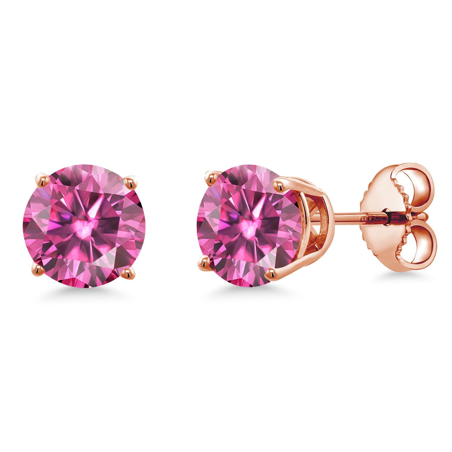 18K Rose Gold Plated Silver 6MM Round Gemstone Birthstone Stud Earrings for Women & Men | Personalized Zodiac Jewelry Gift for Birthday, Anniversary & Special Occasions