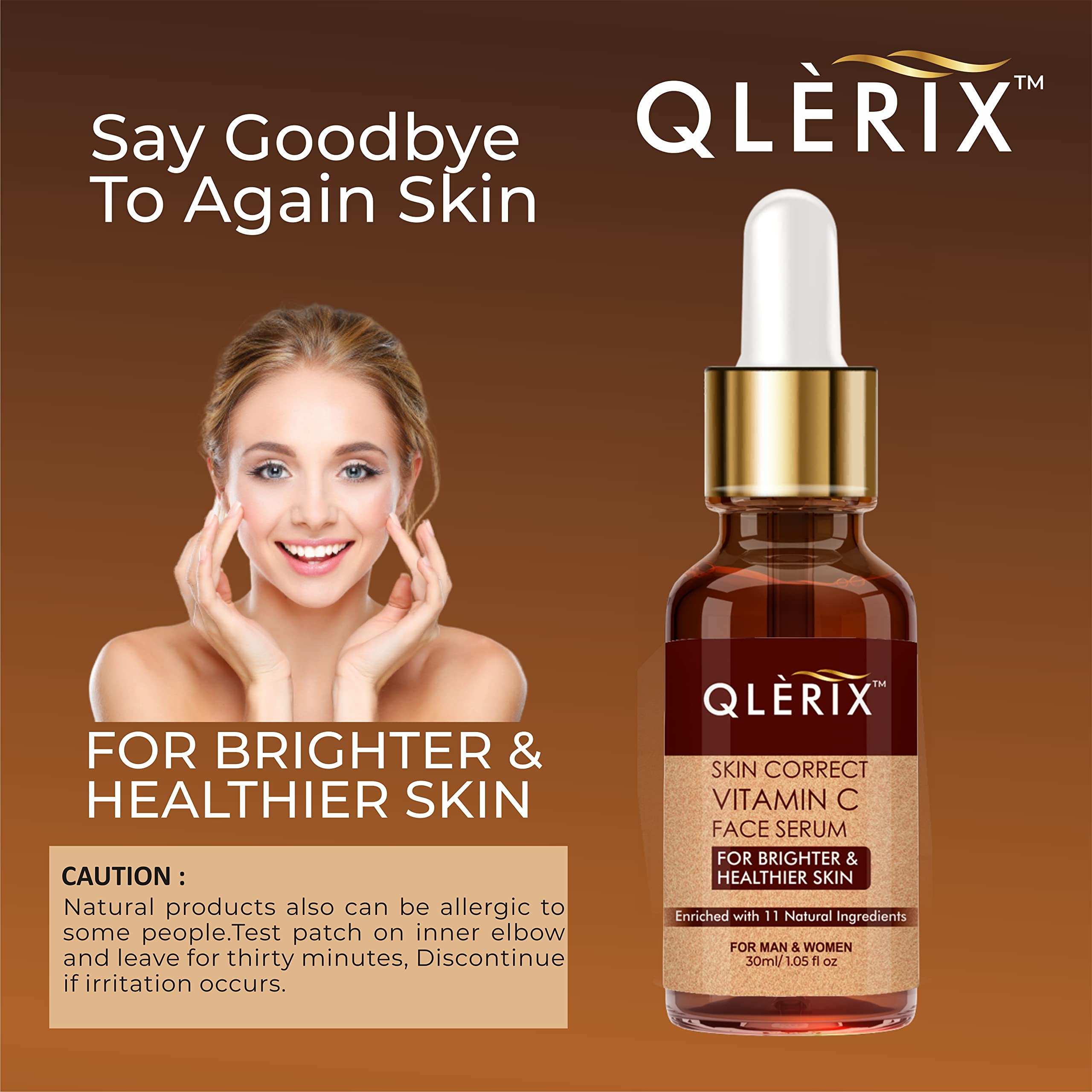 QLERIX Advanced Vitamin C Face Serum with Hyaluronic Acid - Brightening & Anti-Aging Treatment for Glowing Skin | Reduces Hyperpigmentation & Wrinkles | 30ml | Perfect for Daily Skincare Routine & Nighttime Regimen