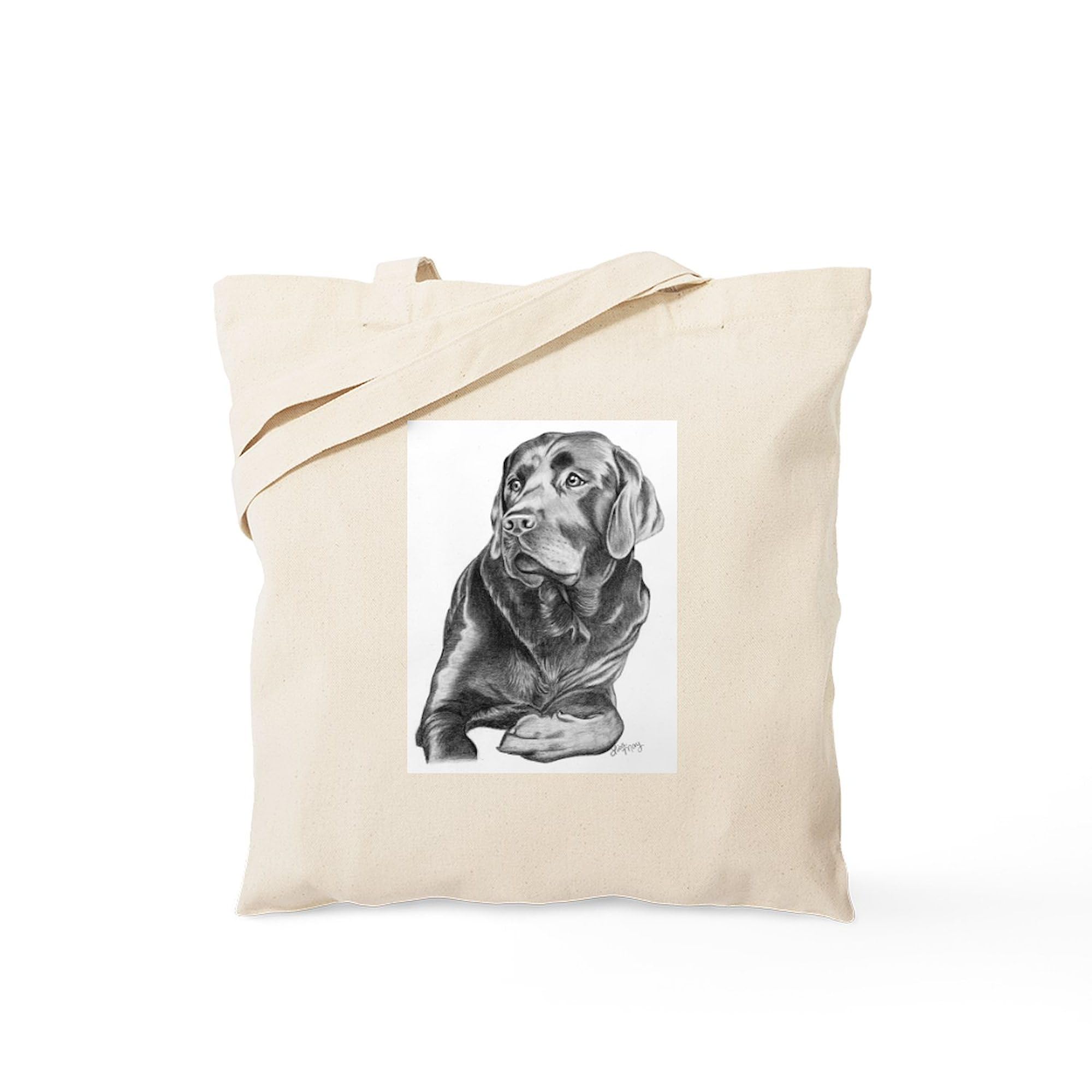 Black Lab Tote Bag - Natural Canvas Reusable Shopping Bag for Groceries, Beach & Everyday Use | Eco-Friendly Cotton Tote with Durable Handles