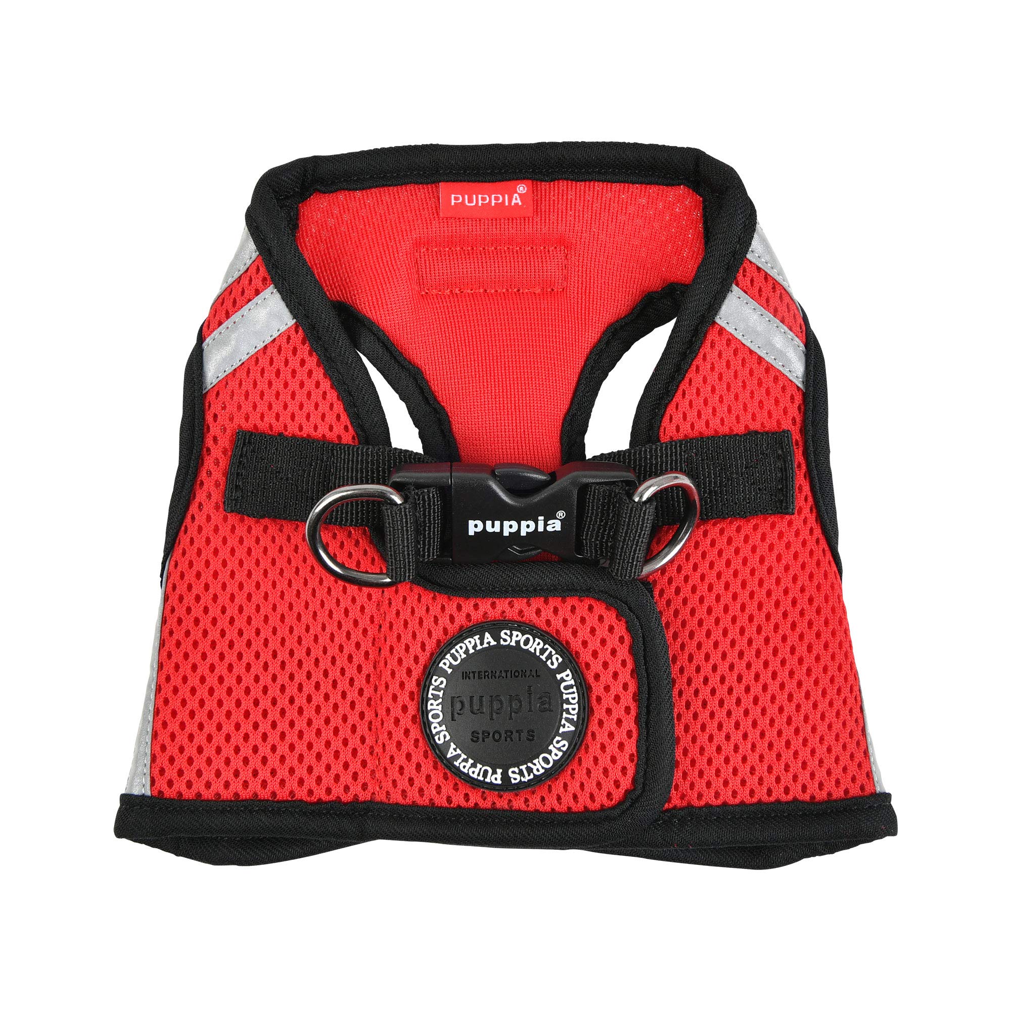 Puppia Soft Vest Harness Pro - Red - Medium Size - Comfortable & Adjustable Dog Harness for Small to Medium Dogs - Perfect for Walking, Running & Outdoor Adventures