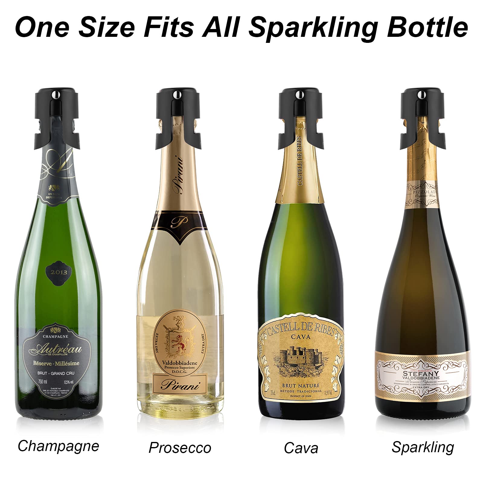 Premium Stainless Steel Champagne Stopper with Food-Grade Silicone - 3 Pack Reusable Vacuum Seal Wine Bottle Plug for Preserving Bubbles | Perfect for Parties, Weddings, Christmas Gifts & Home Entertaining
