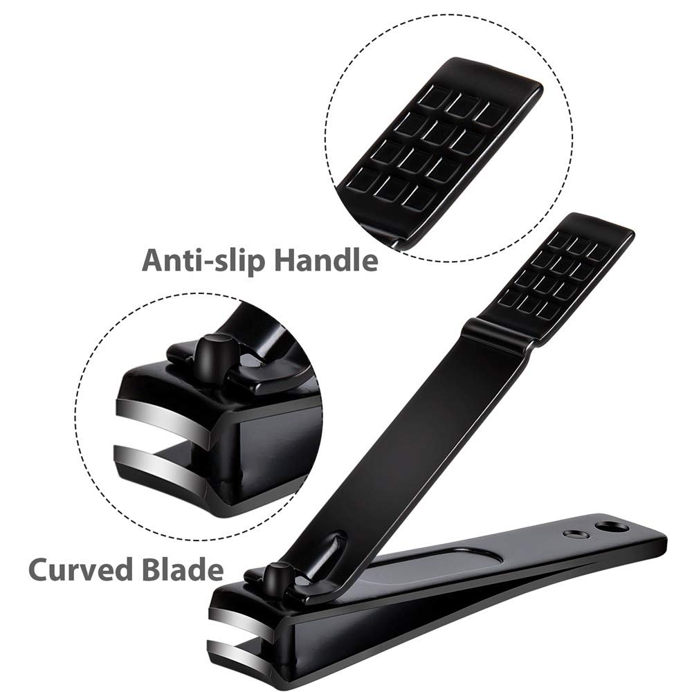 Premium Stainless Steel Nail Clippers Set - Sharp Fingernail & Toenail Clippers for Thick & Ingrown Nails - 4-Piece Black Nail Cutter Kit with Nail File for Men, Women & Kids - Perfect for Home, Travel & Salon Use