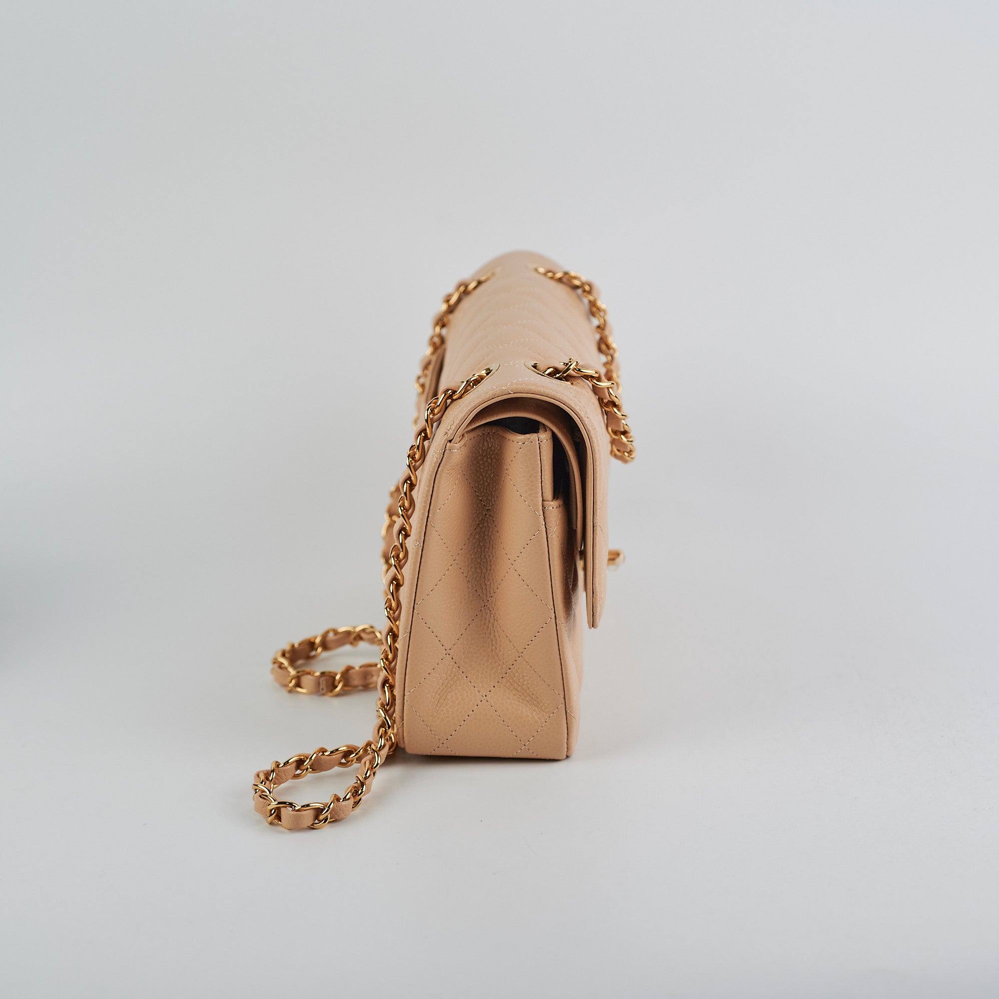 Chanel Medium/Large Double Classic Flap Bag in Beige - Timeless Luxury Handbag for Women | Perfect for Work, Evening Events & Special Occasions