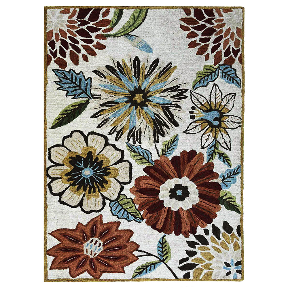 Premium Hand Tufted Dianthus Floral Wool Rug - Soft Non-Slip Living Room Carpet for Bedroom, Nursery & Home Decor